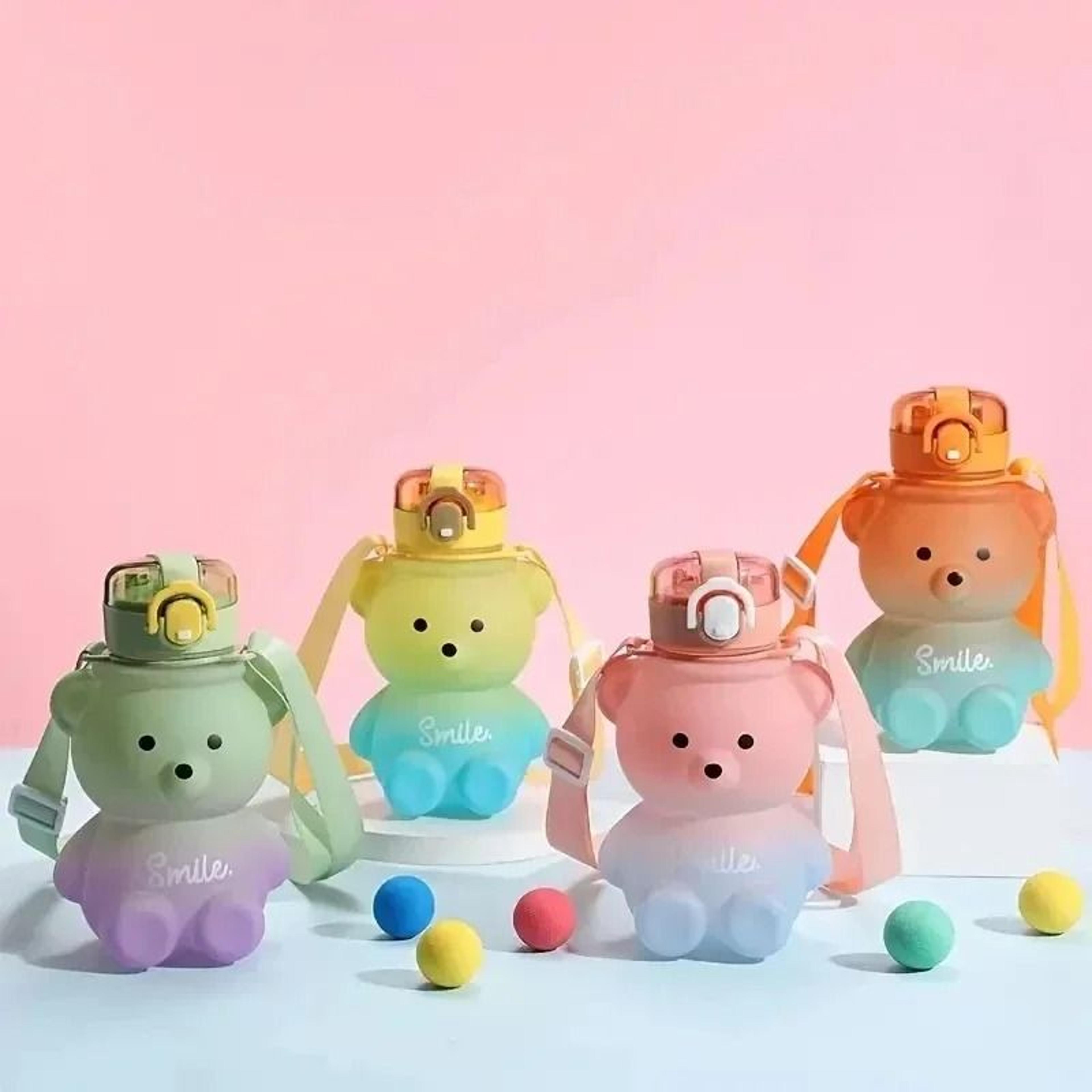 Bear Gradient Cute Large Capacity Straw Water Cup 1