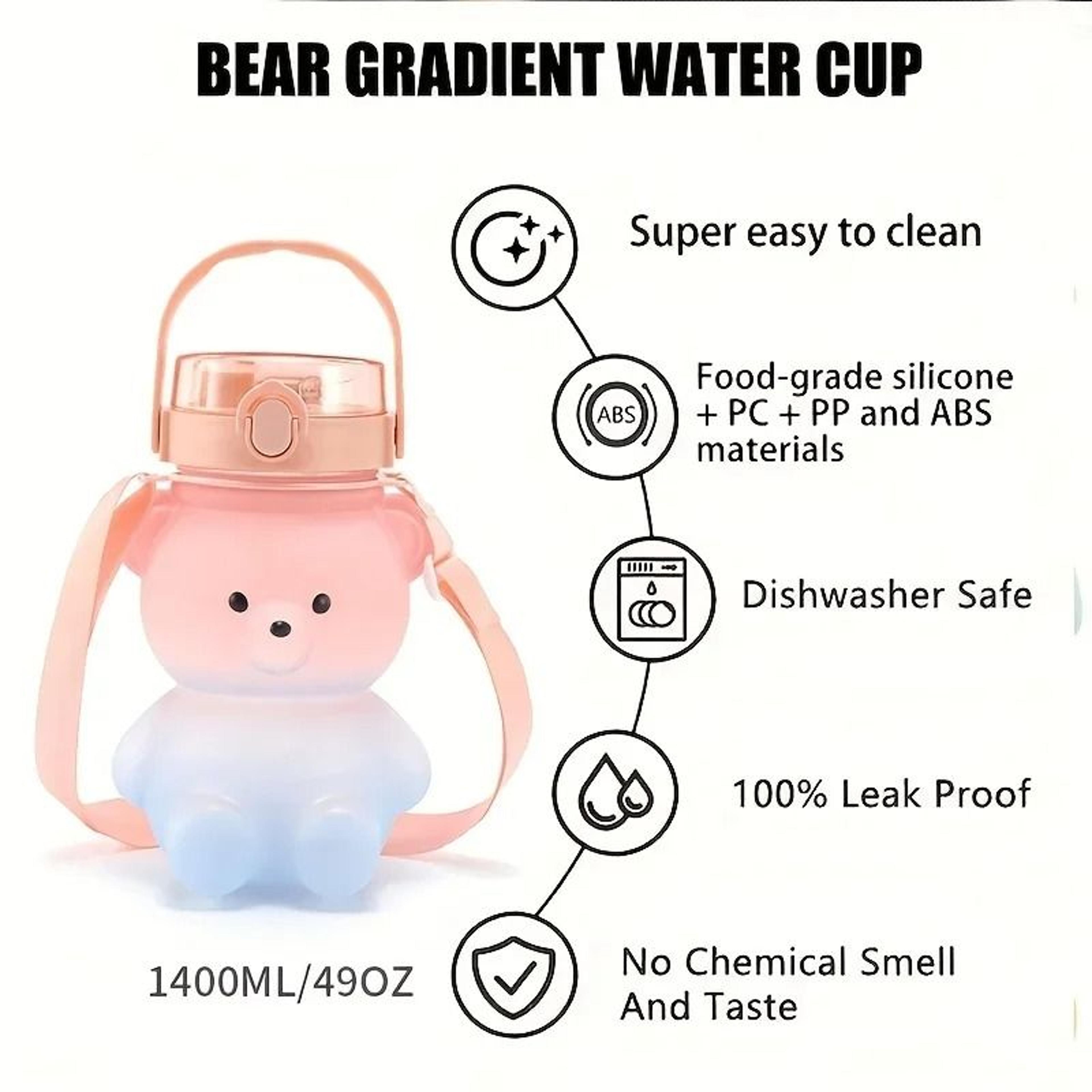 Bear Gradient Cute Large Capacity Straw Water Cup 2