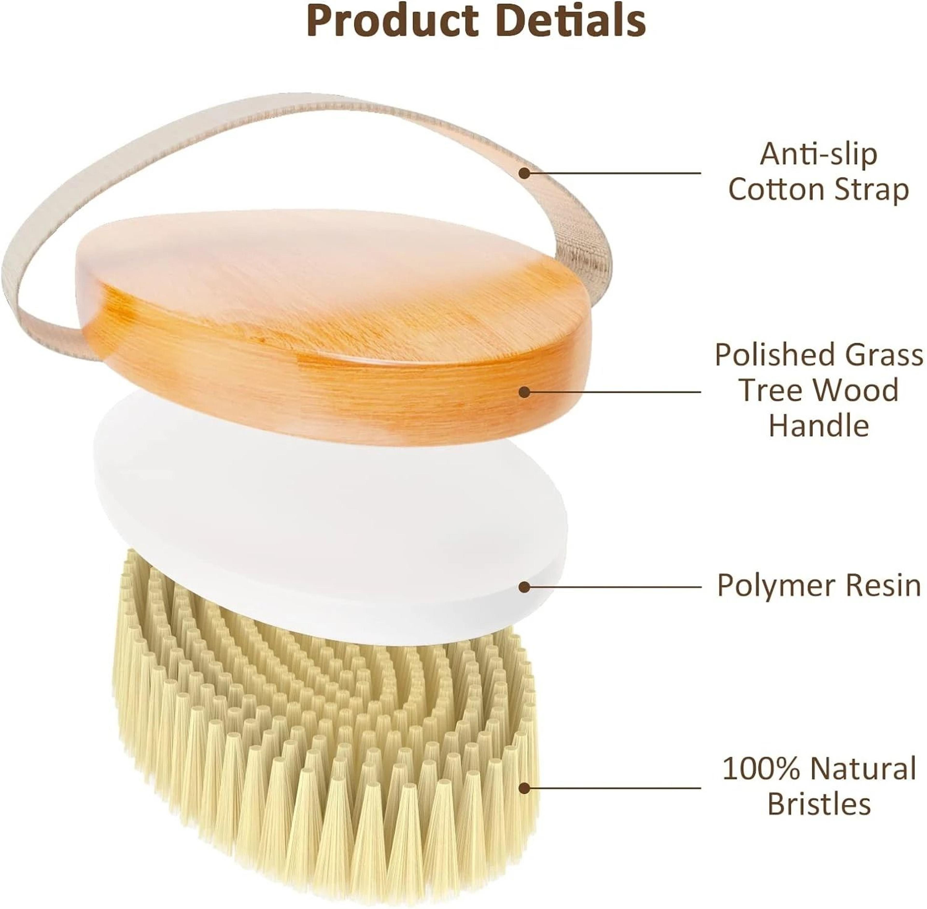 Natural Bristle Body Exfoliating Brush Wet And Dry Skin Scrub Bath Tool 4