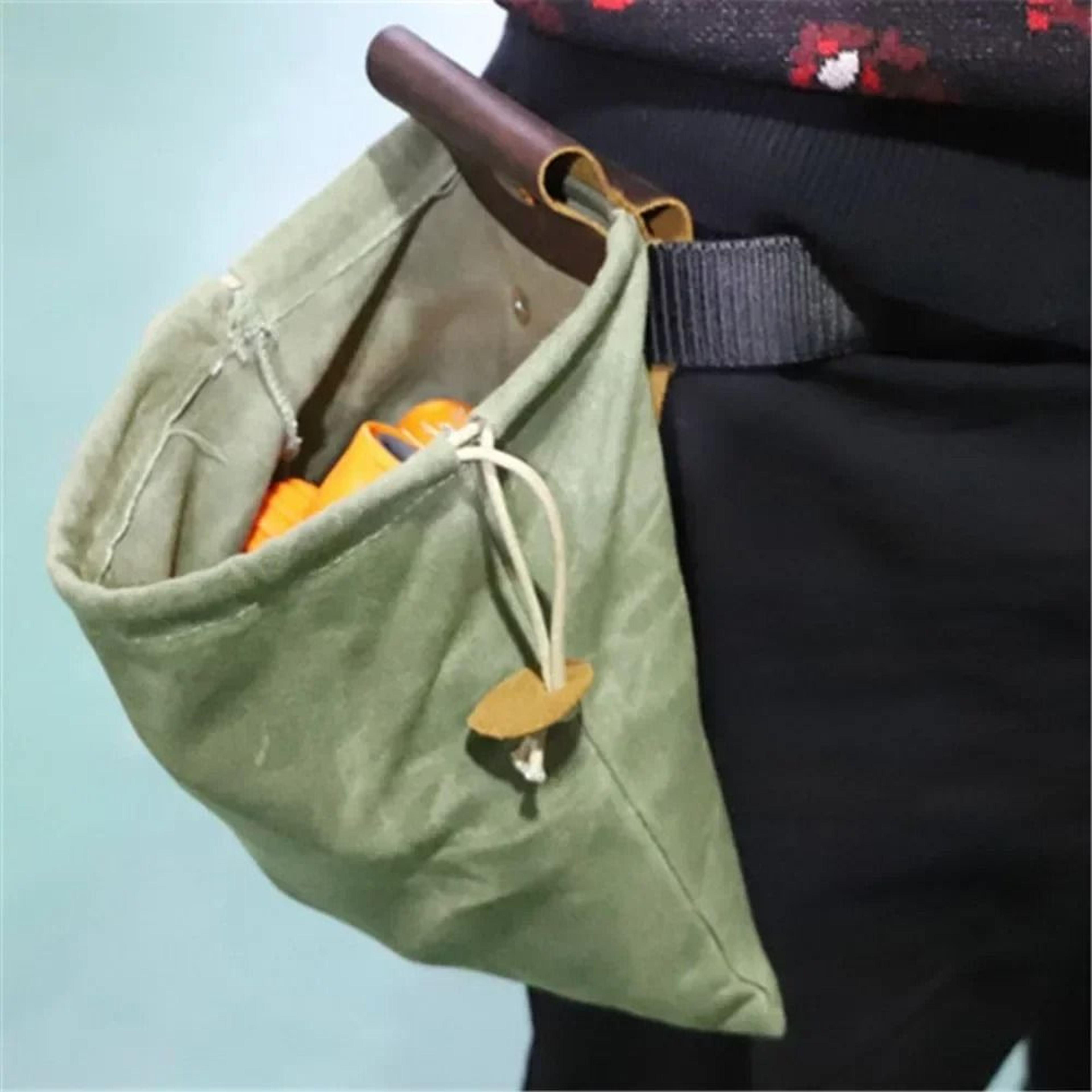 Portable Collapsible Foraging Bag PU Leather Fruit Picking Pouch For Hiking Camping And Bushcraft 2
