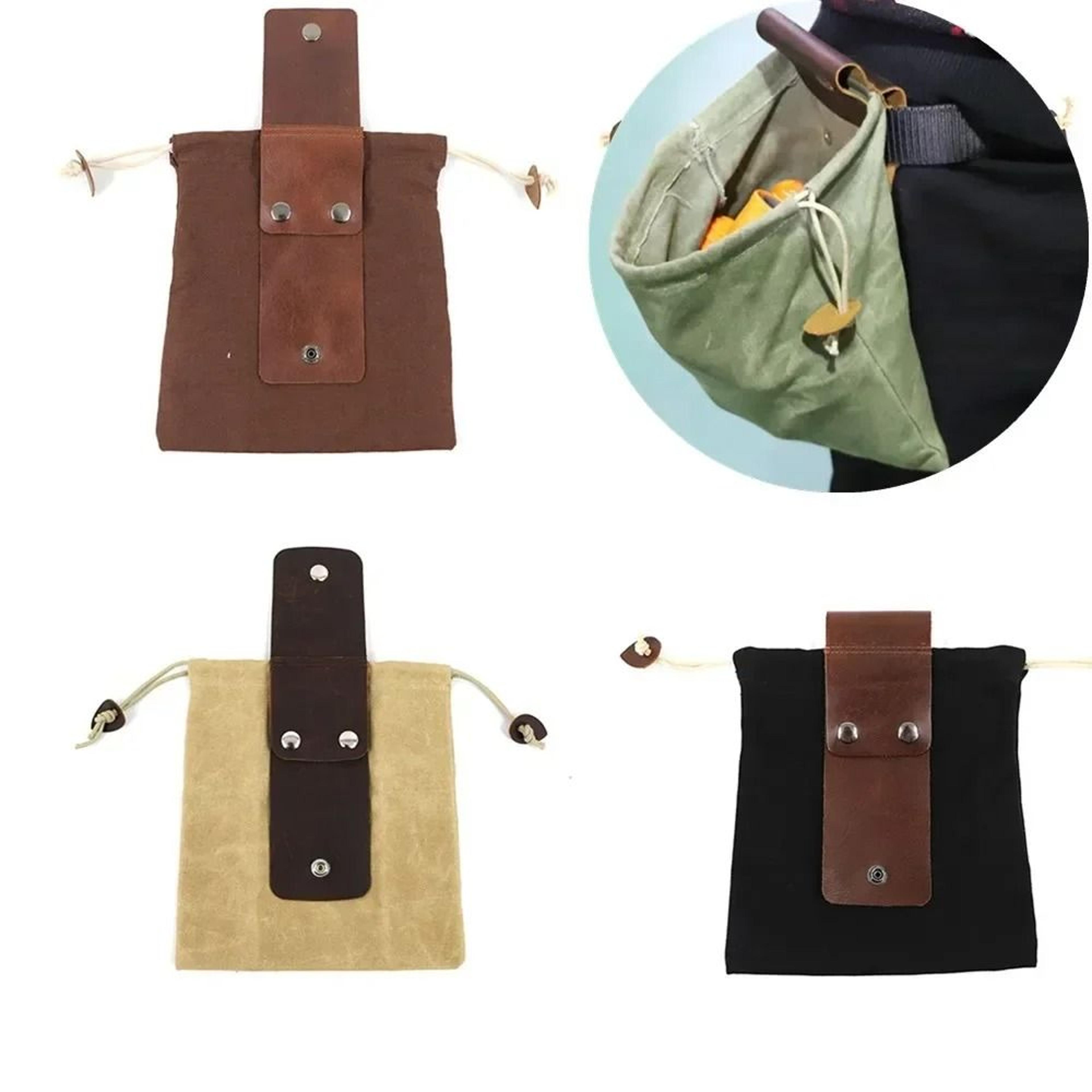 Portable Collapsible Foraging Bag PU Leather Fruit Picking Pouch For Hiking Camping And Bushcraft 4