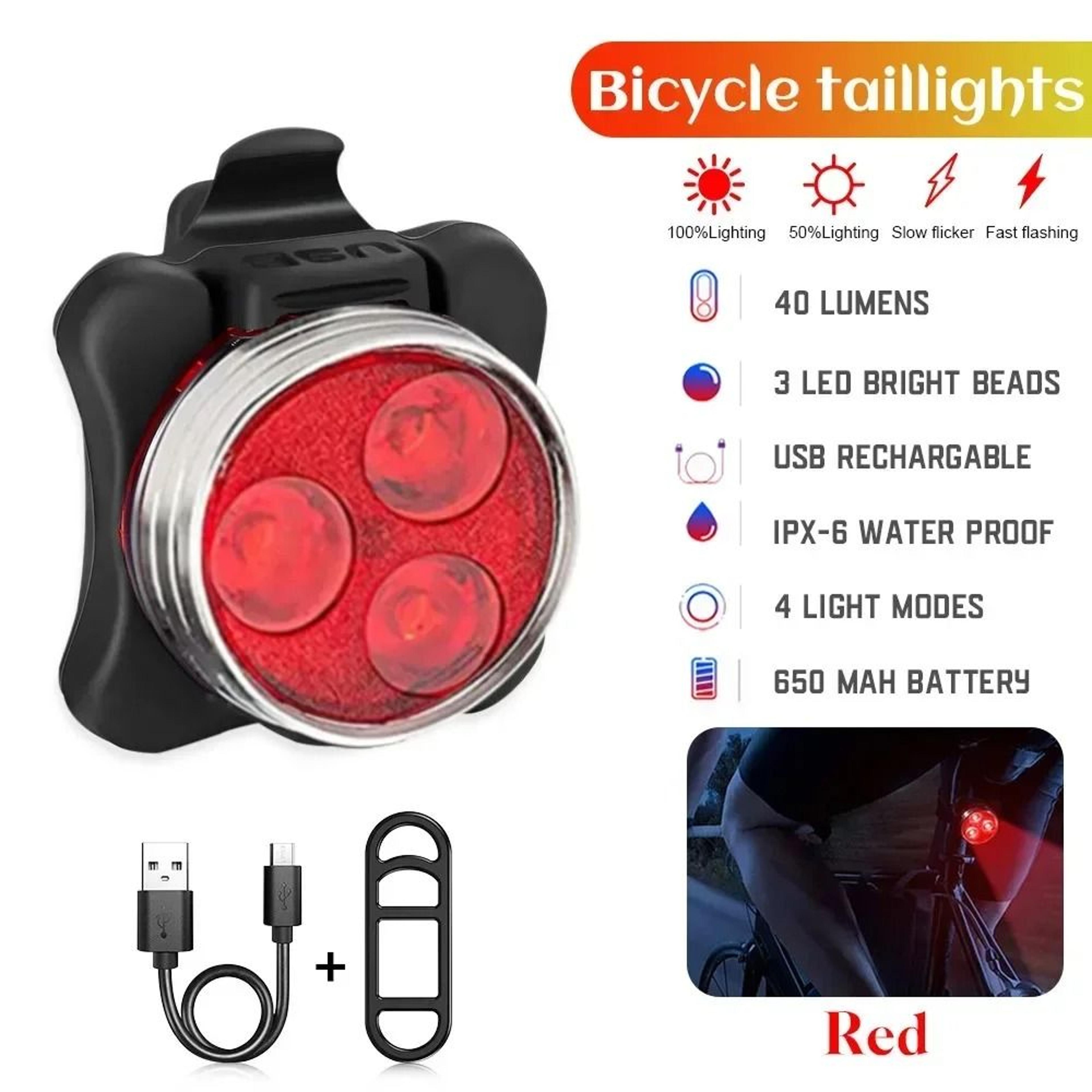 USB Rechargeable LED Bicycle Tail Light With Clip Mount 6