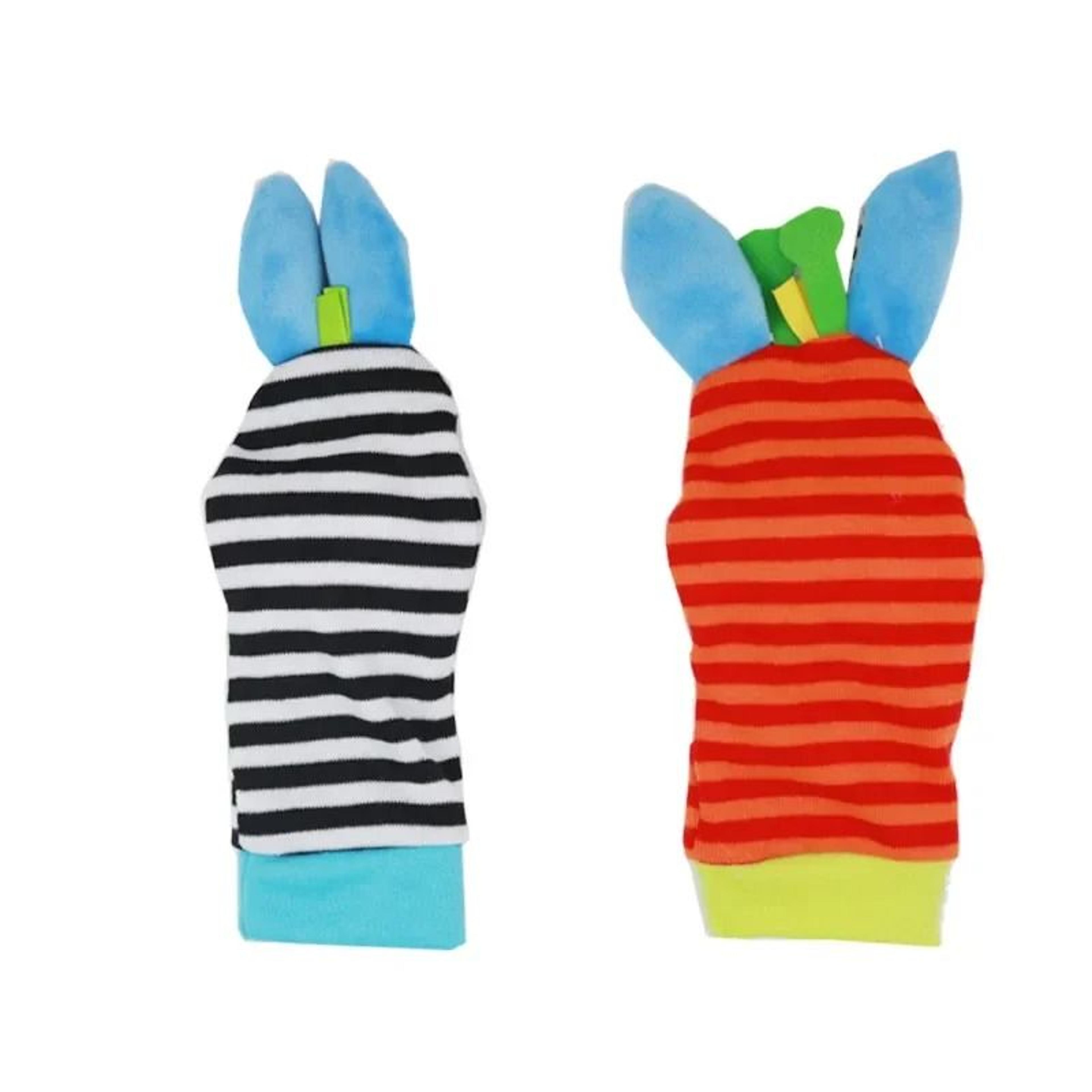 Newborn Infant Kids Animal Sock And Wrist Strap Rattle Foot Finder Toy Set 036 Months 3
