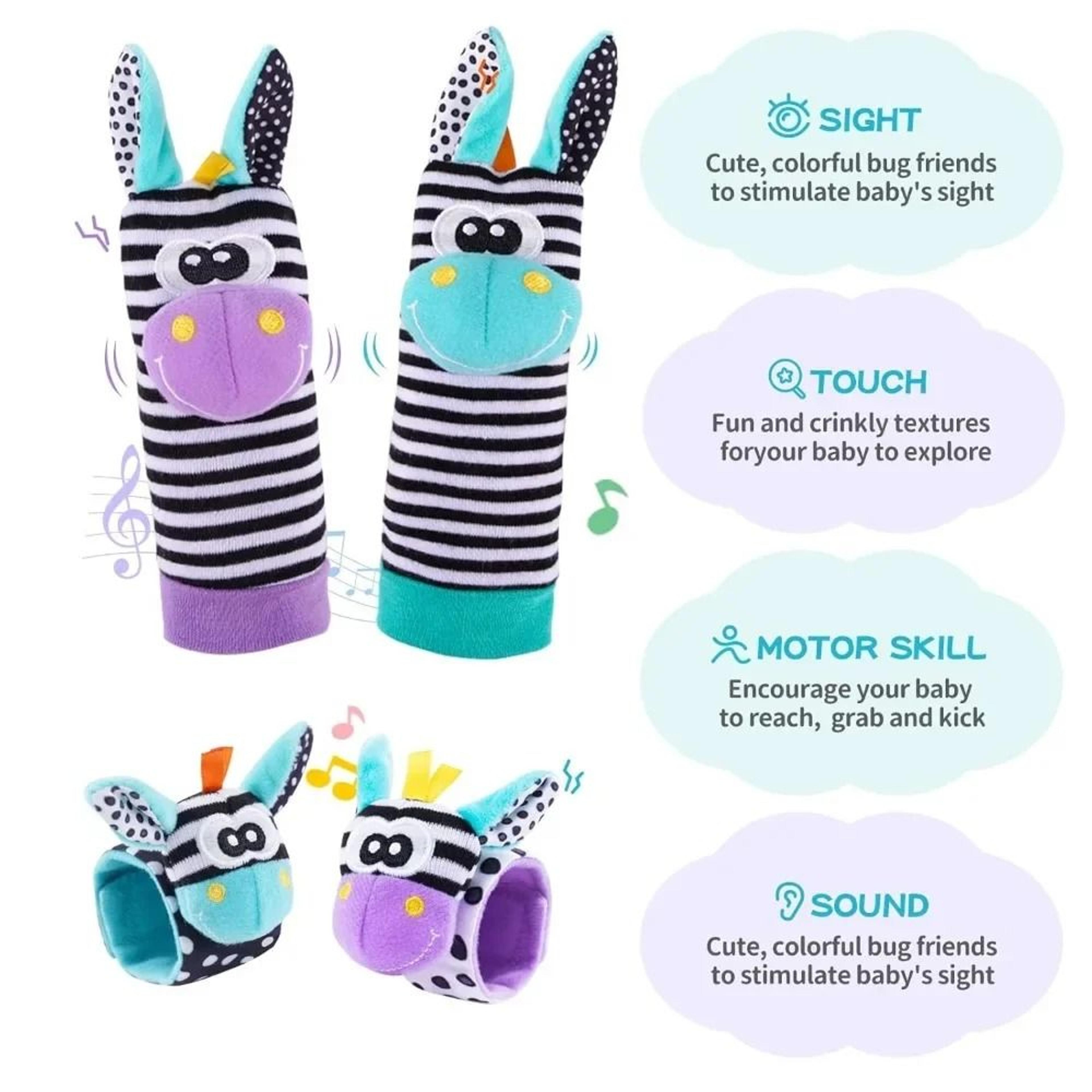 4Pcs Baby Rattles Toys Animal Socks And Wrist Strap Set For Infants 012 Months 2