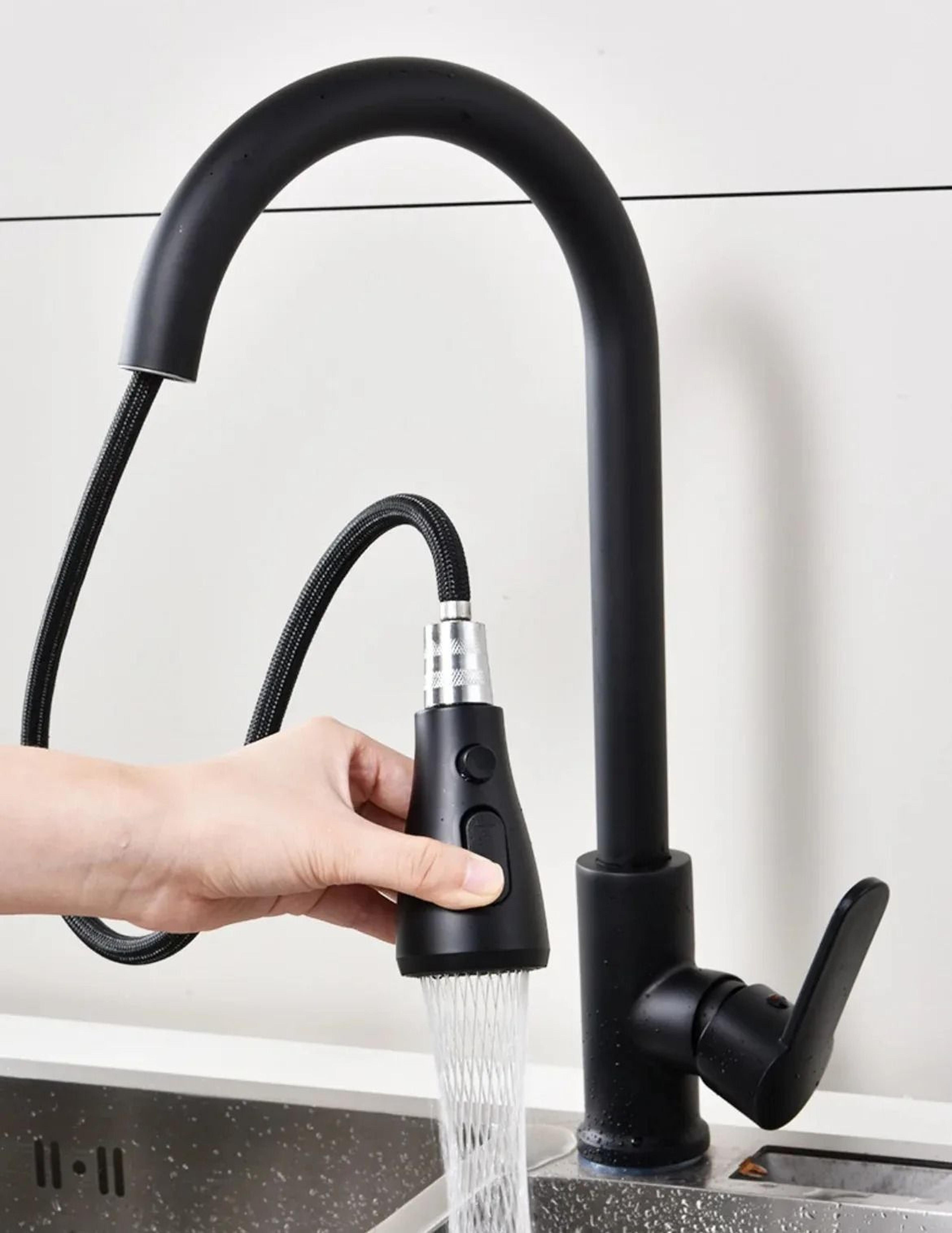 304 Stainless Steel PullOut Kitchen Sink Faucet Deck Mounted Mixer With Stream Sprayer 9