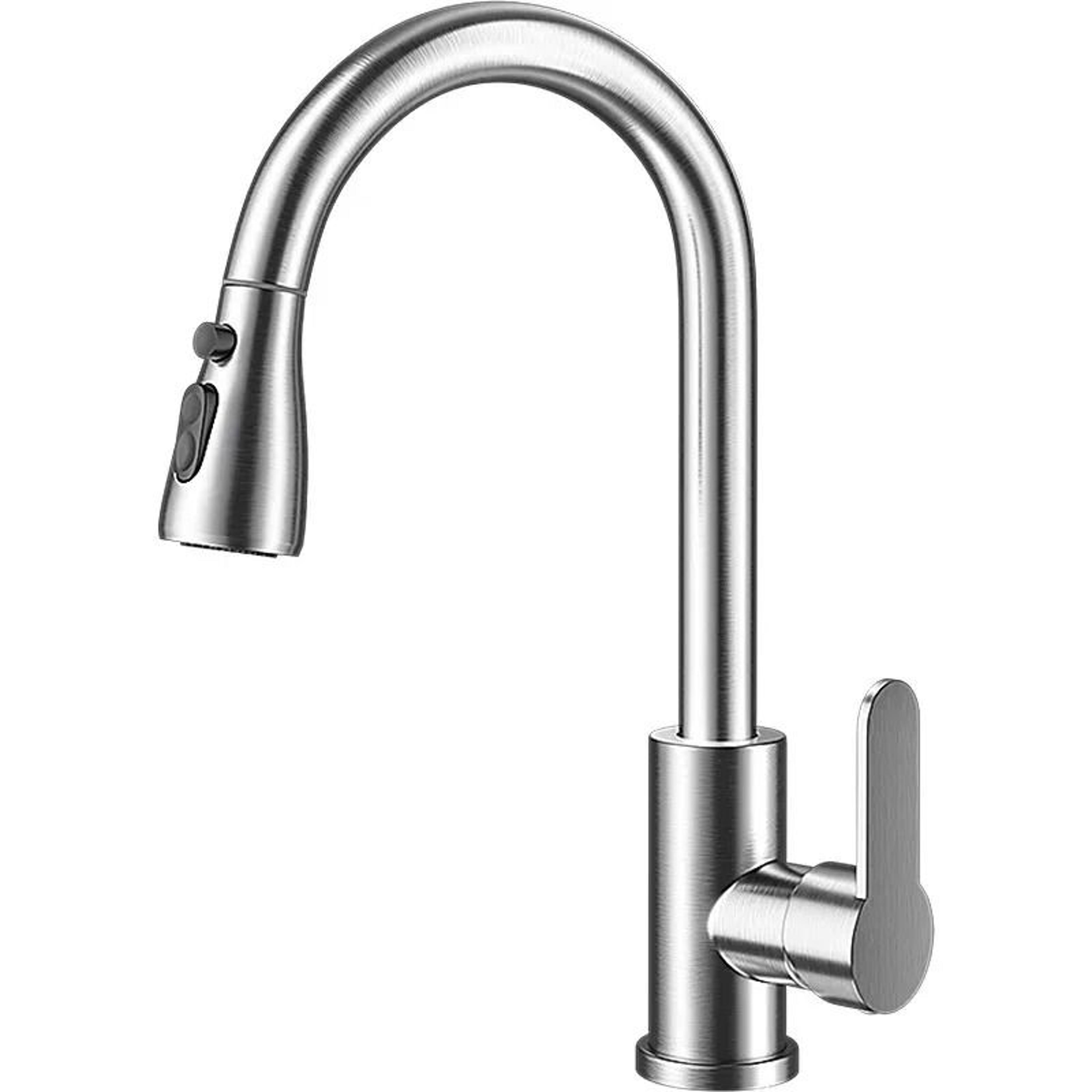 304 Stainless Steel PullOut Kitchen Sink Faucet Deck Mounted Mixer With Stream Sprayer 8