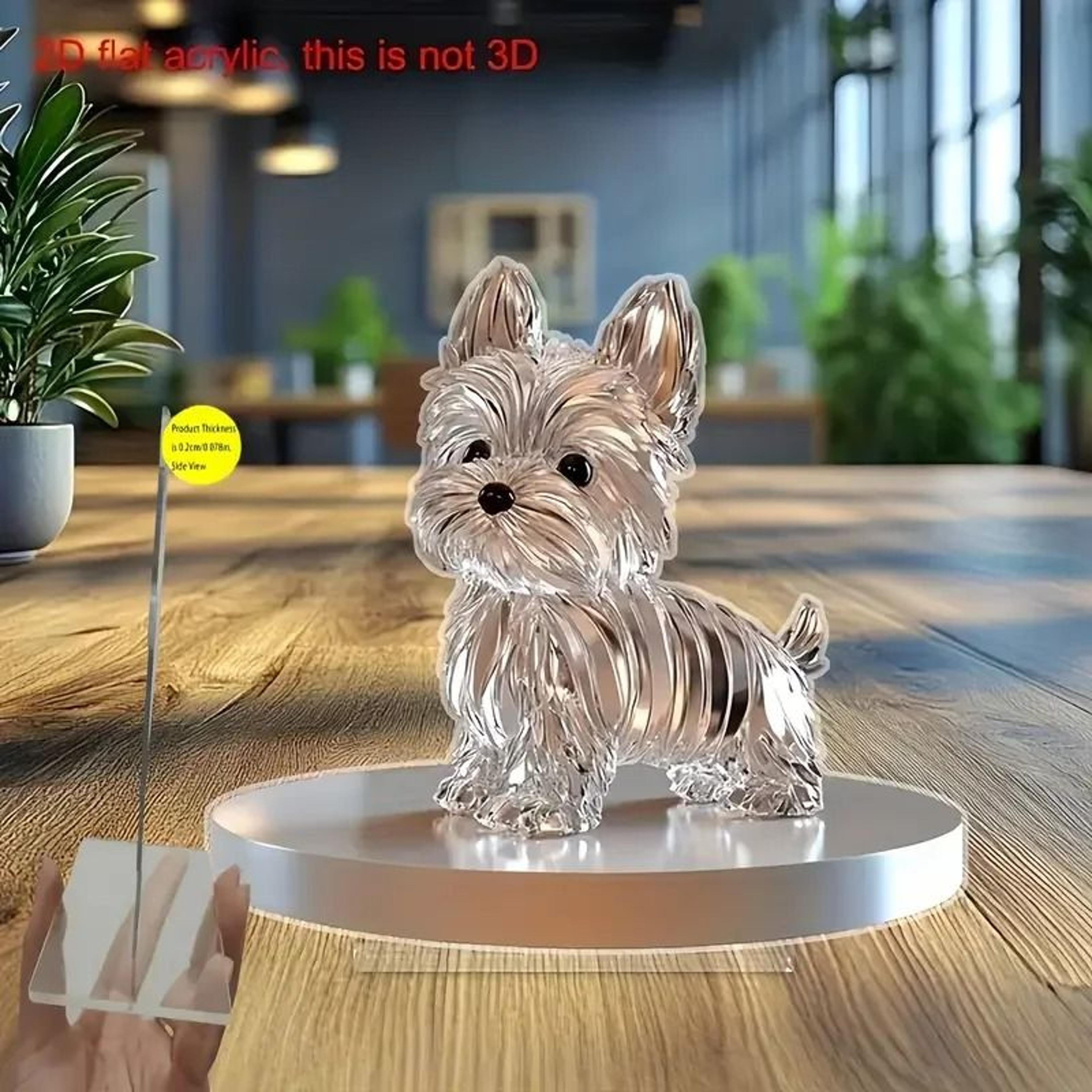 Flat Crystal Dog Ornament Small And Fun Decorative Statue For Bedroom And Office 1