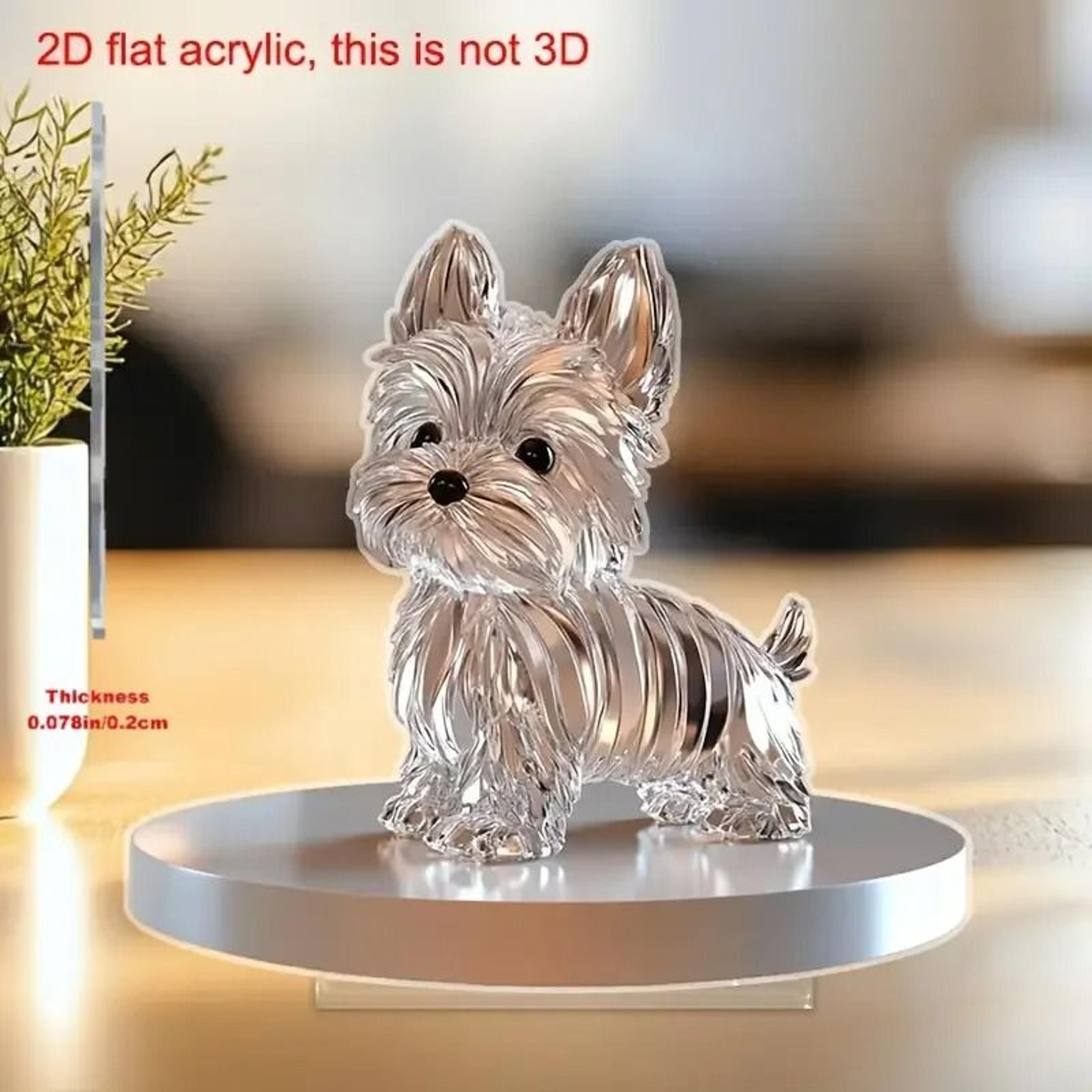 Flat Crystal Dog Ornament Small And Fun Decorative Statue For Bedroom And Office 3