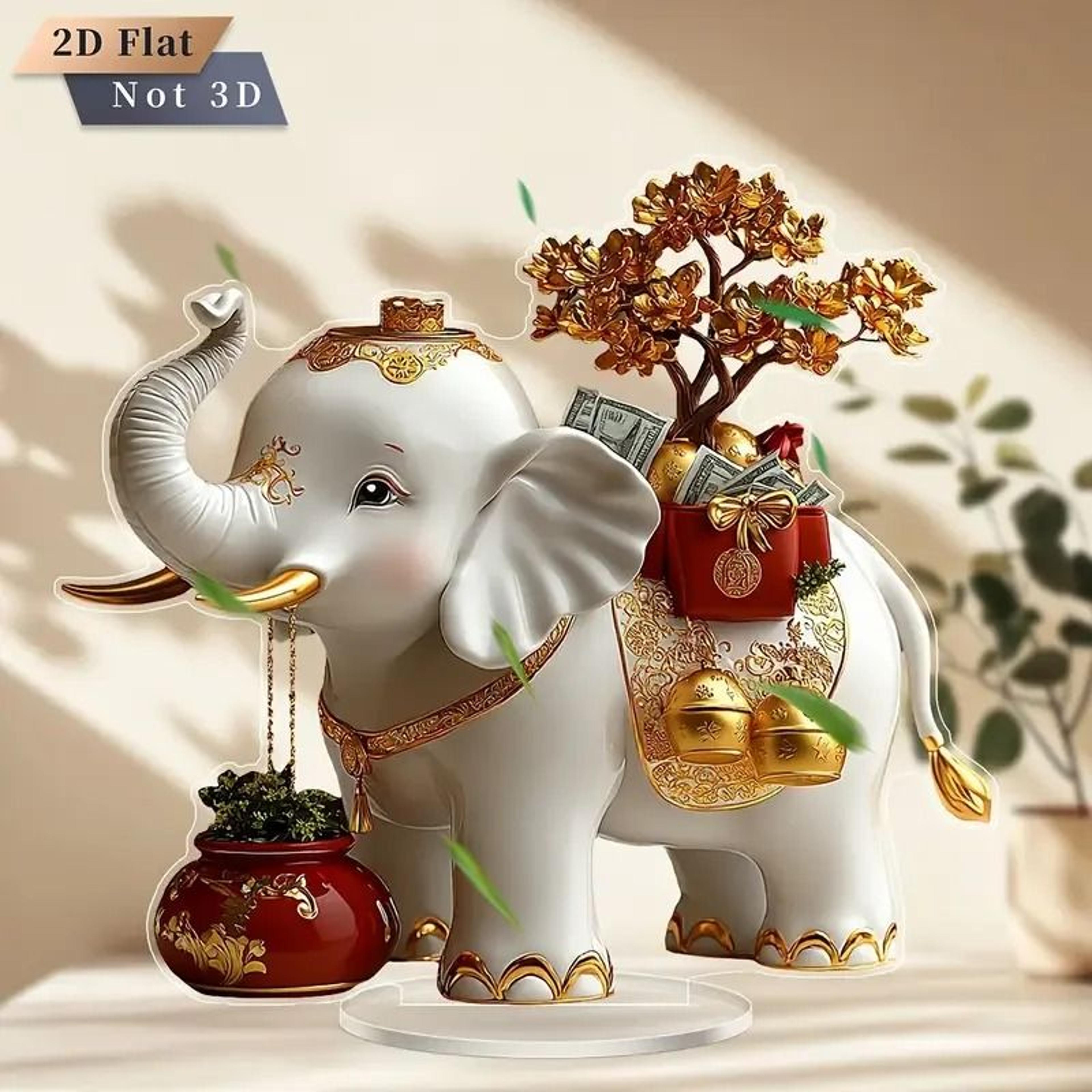 Golden Elephant Statue Cartoon Style Symbol Of Auspiciousness And Wealth Decoration 6