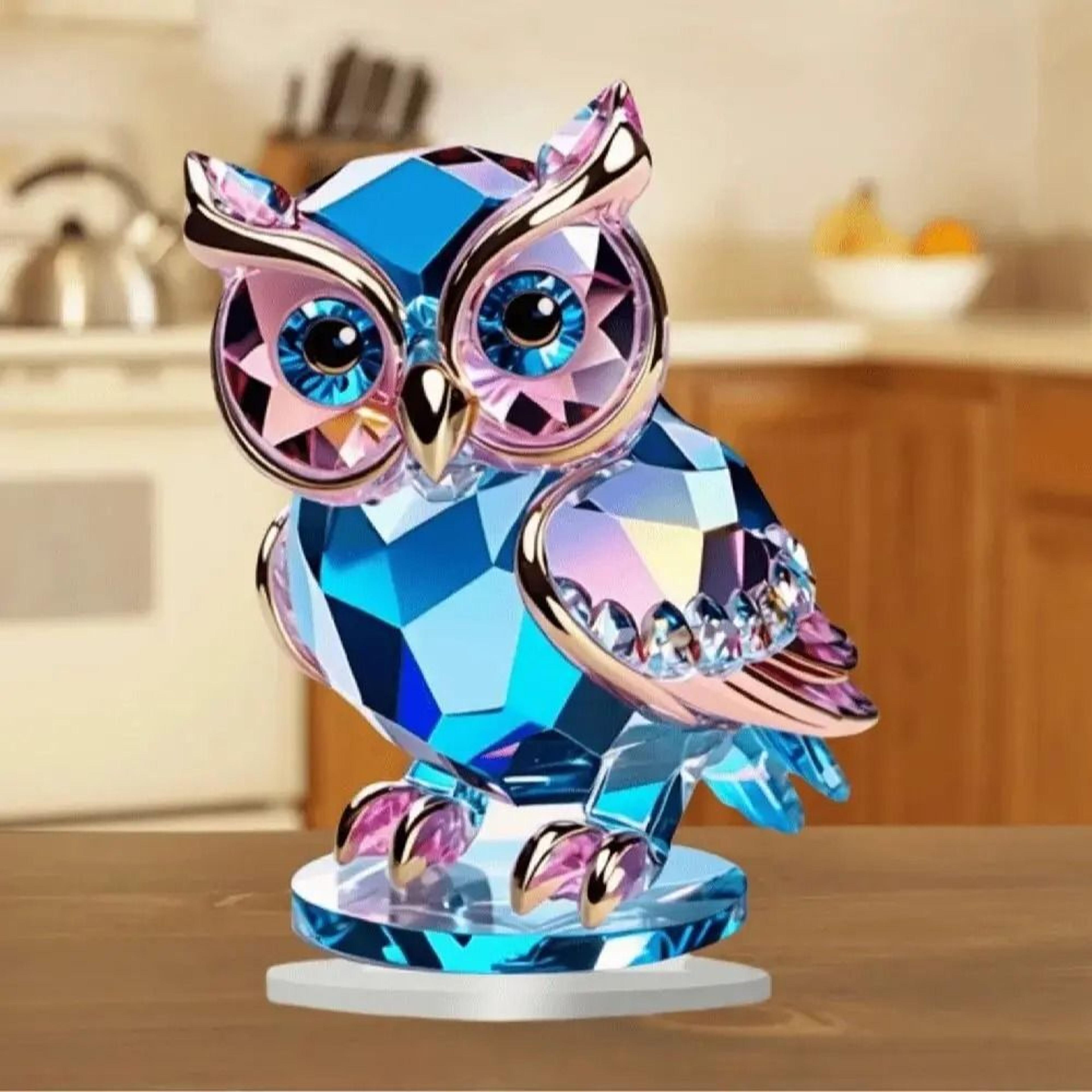 Cute Crystal Style Owl Desktop Decoration  Artistic Animal Themed Home Decor Ornament 3