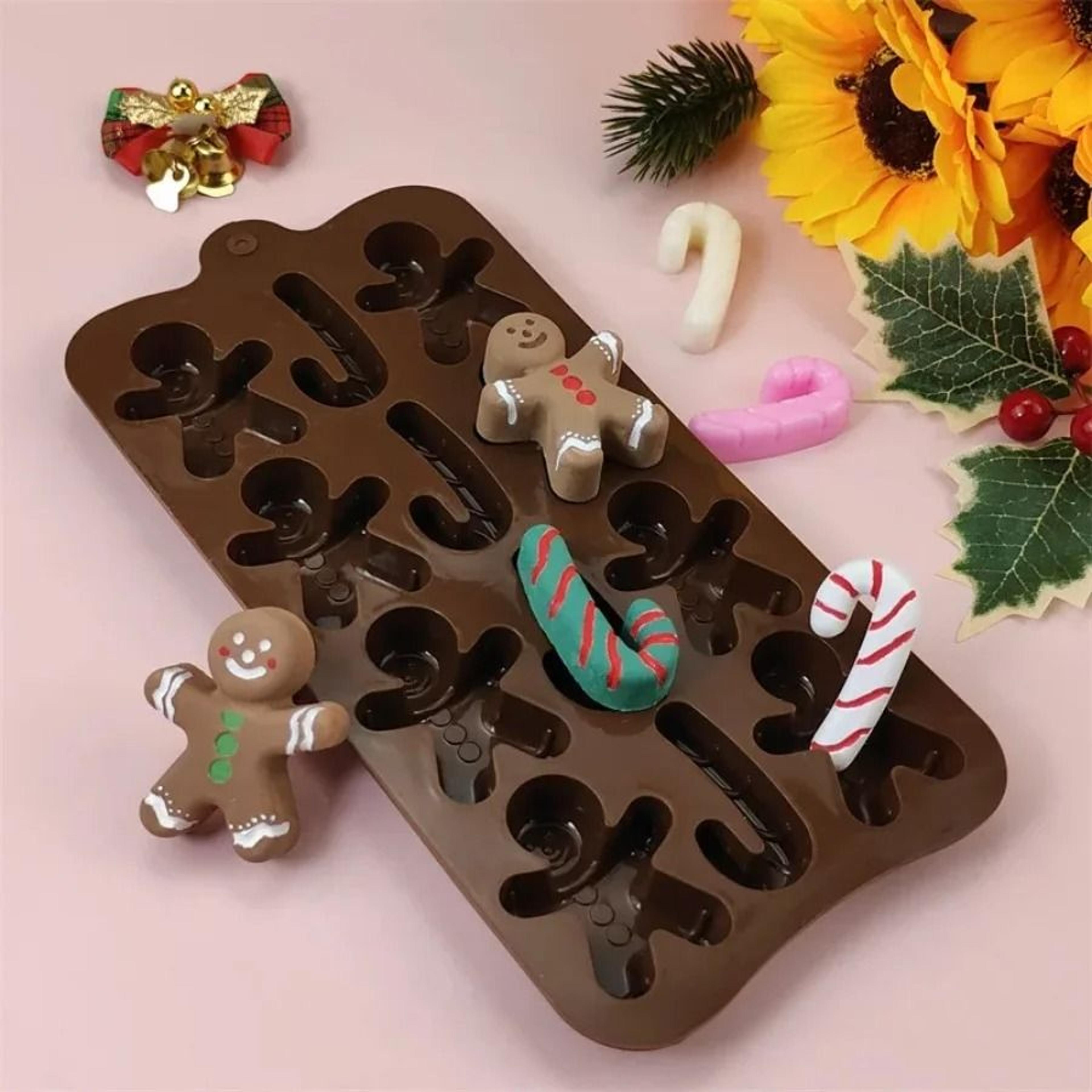 12 Christmas Chocolate Molds Gingerbread Man Cane Cookie Molds Home Baking Ice Tray Molds 4