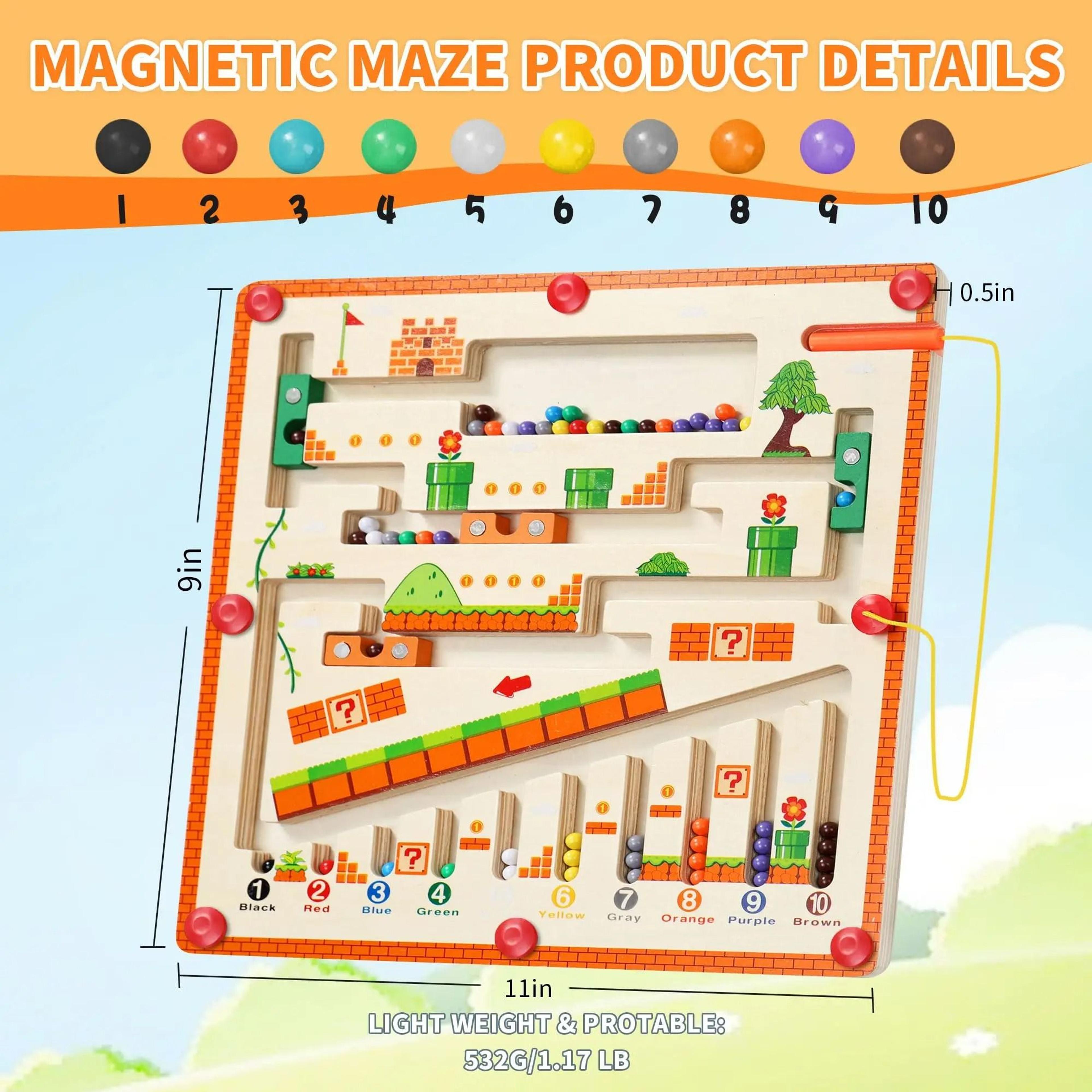Magnetic Color And Number Maze Montessori Wooden Toy Learning Educational Board For Toddlers 5