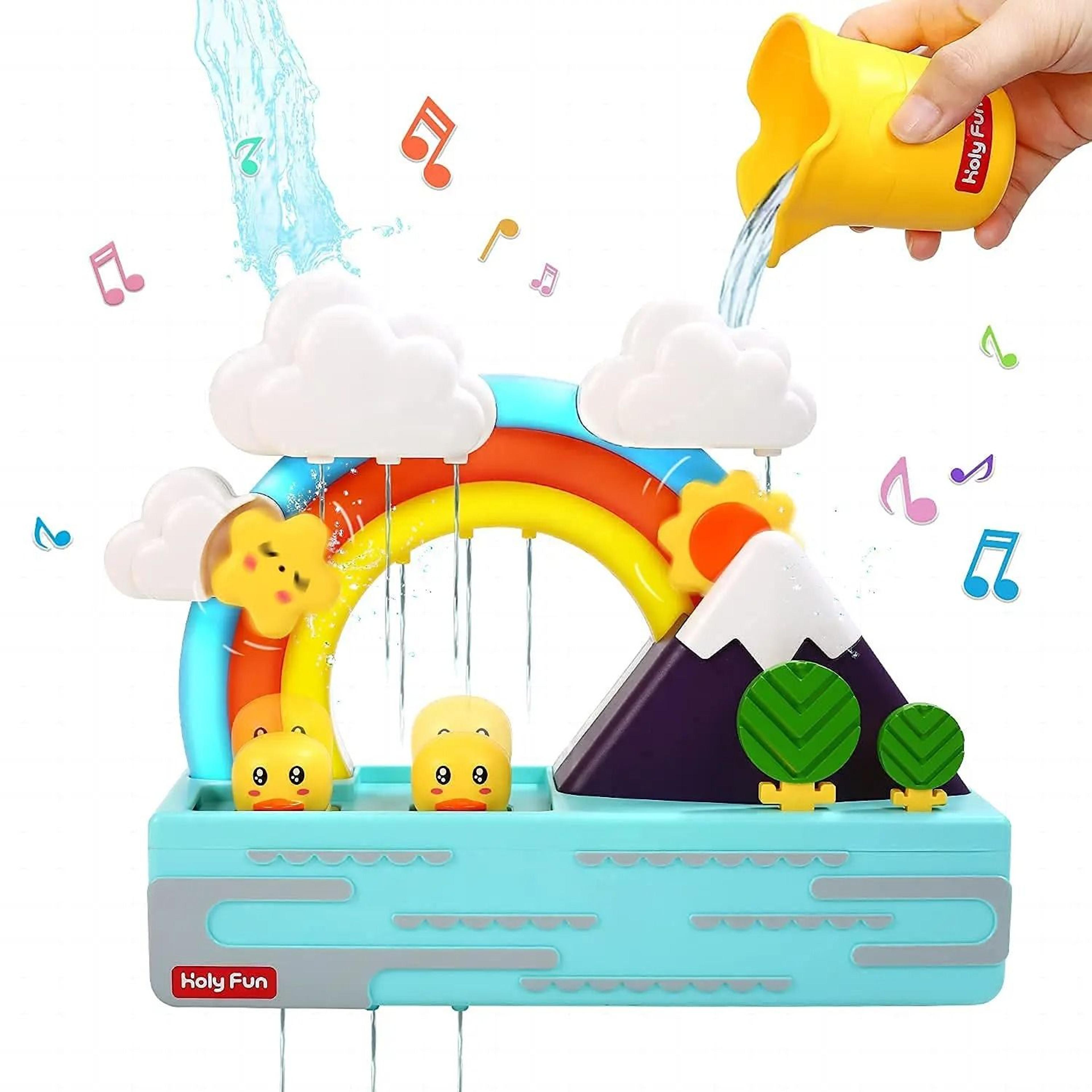 Bath Duck Toy With Rainbow Light And Music Toddlers Bathtub Toy Educational Water Game 3