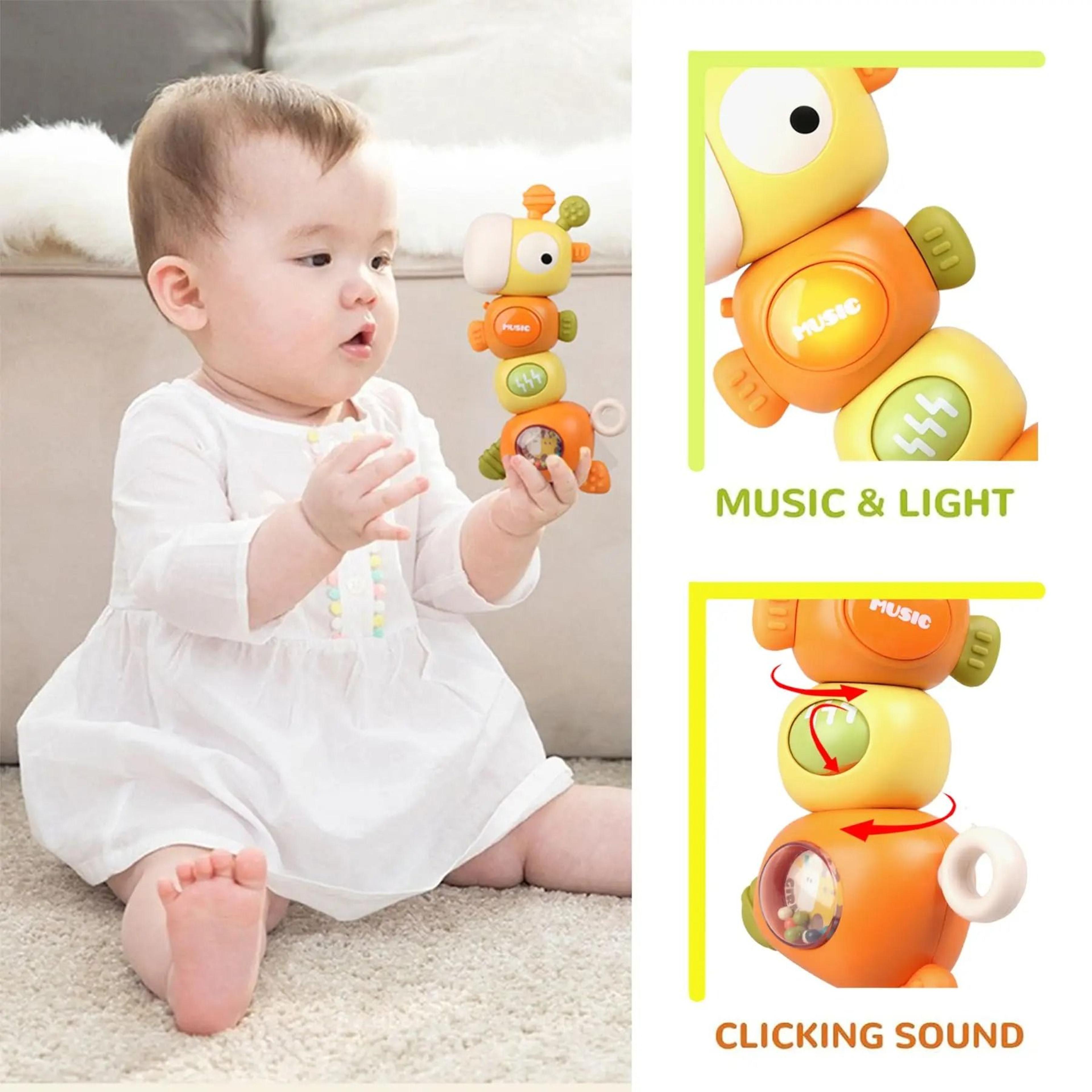 Baby Rattle  Teething Toy Giraffe Musical Silicone Montessori Sensory Toy 3