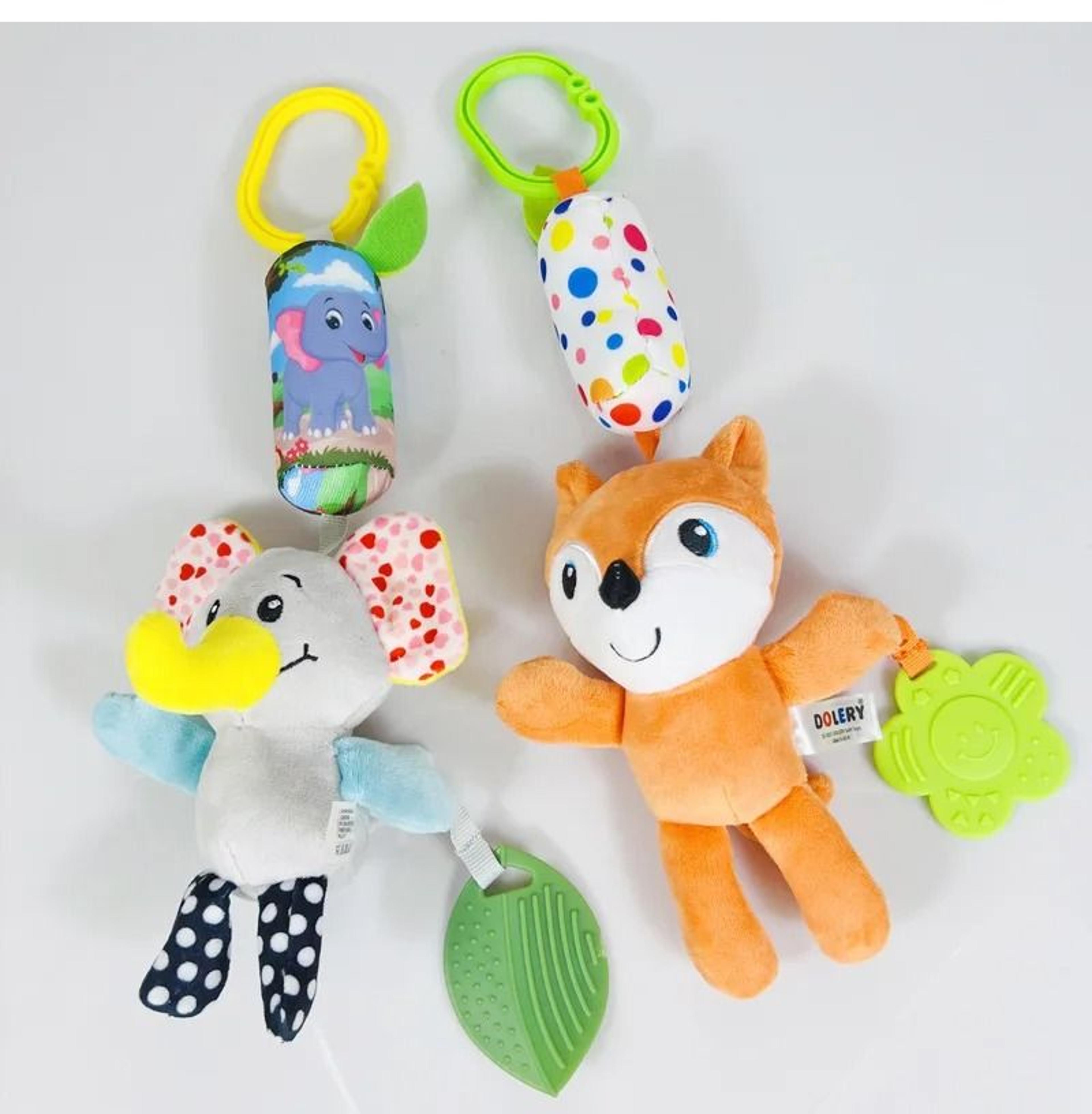 Soft Animal Hanging Handbells Rattles Plush Sensory Toy With Teether For Newborn Gifts 3