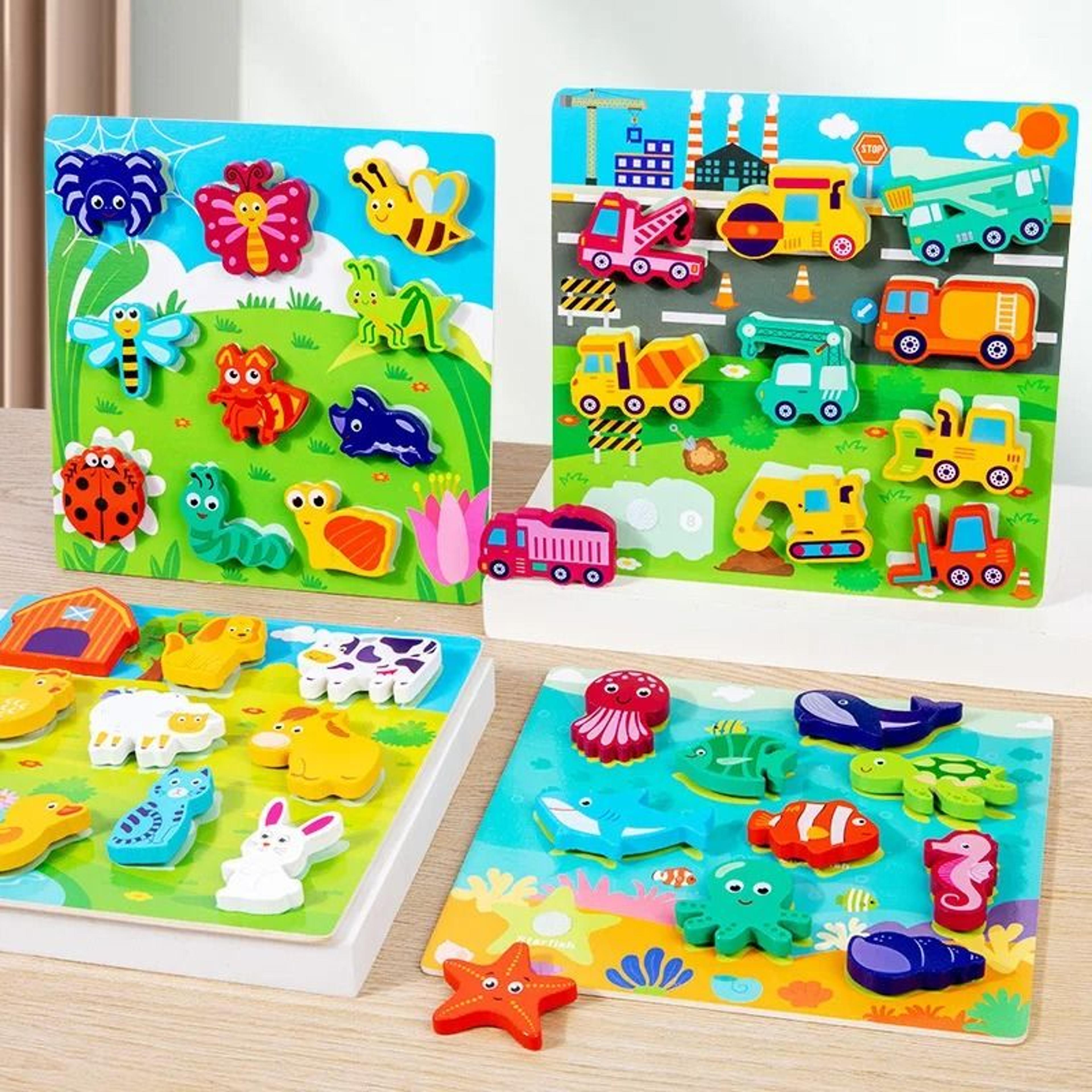 Childrens 3D Puzzle Early Education Fun DIY Paste Wood Educational Toys For Kids 1