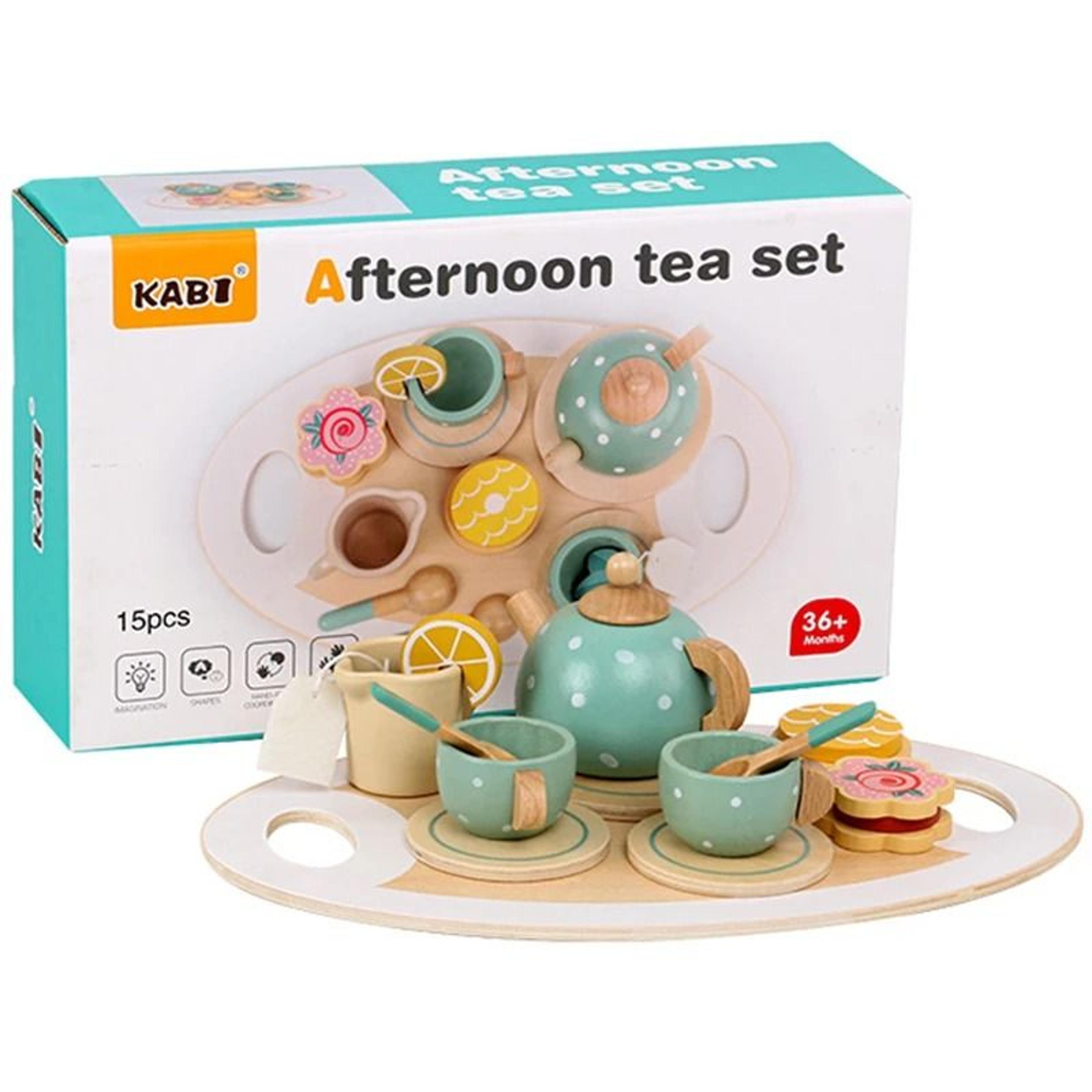 Wooden Afternoon Tea Set Toy Pretend Play Food Montessori Early Educational Toys 6