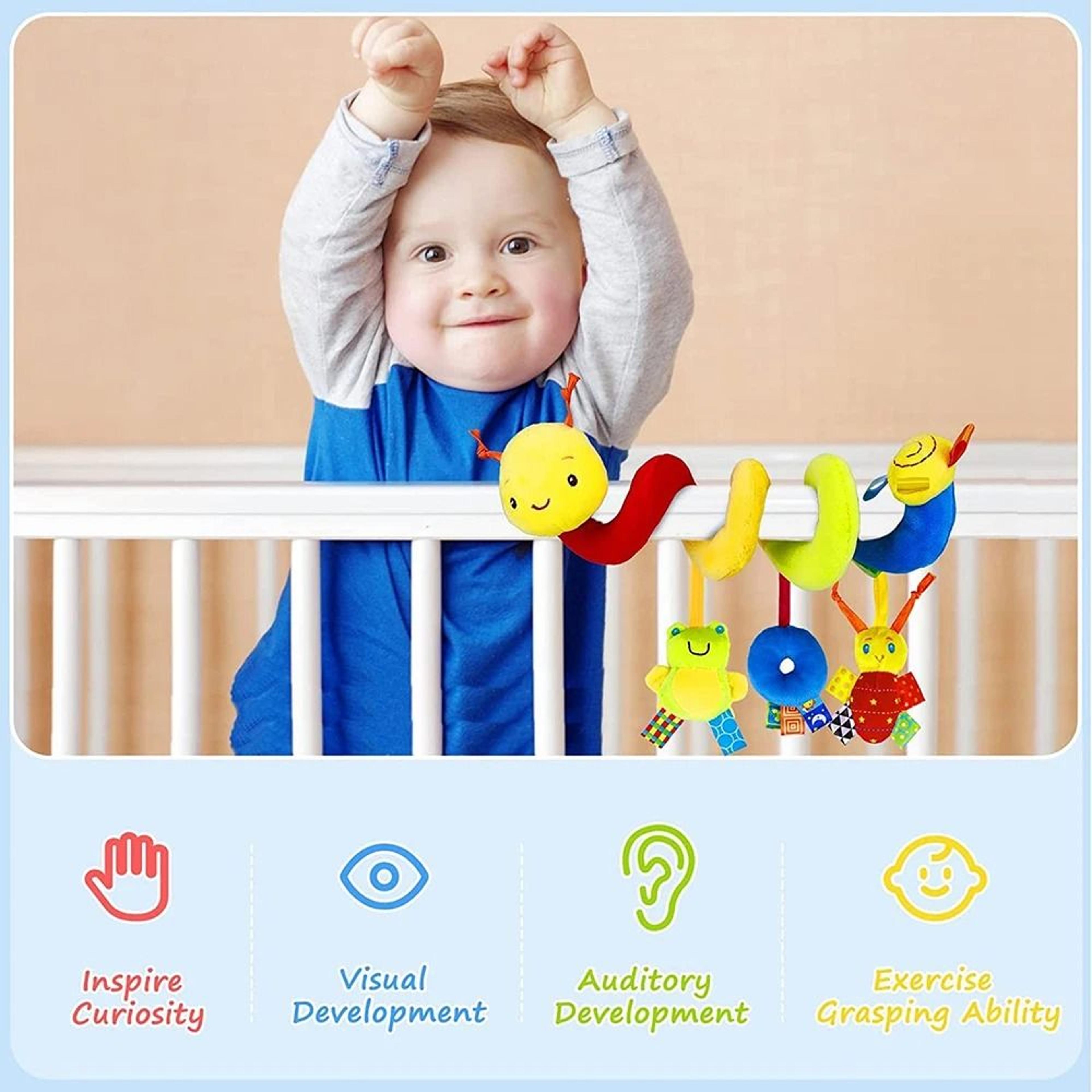 Spiral Stroller Toys Newborn Plush Hanging Baby Soft Rattle Sensory Crib Mobile 4