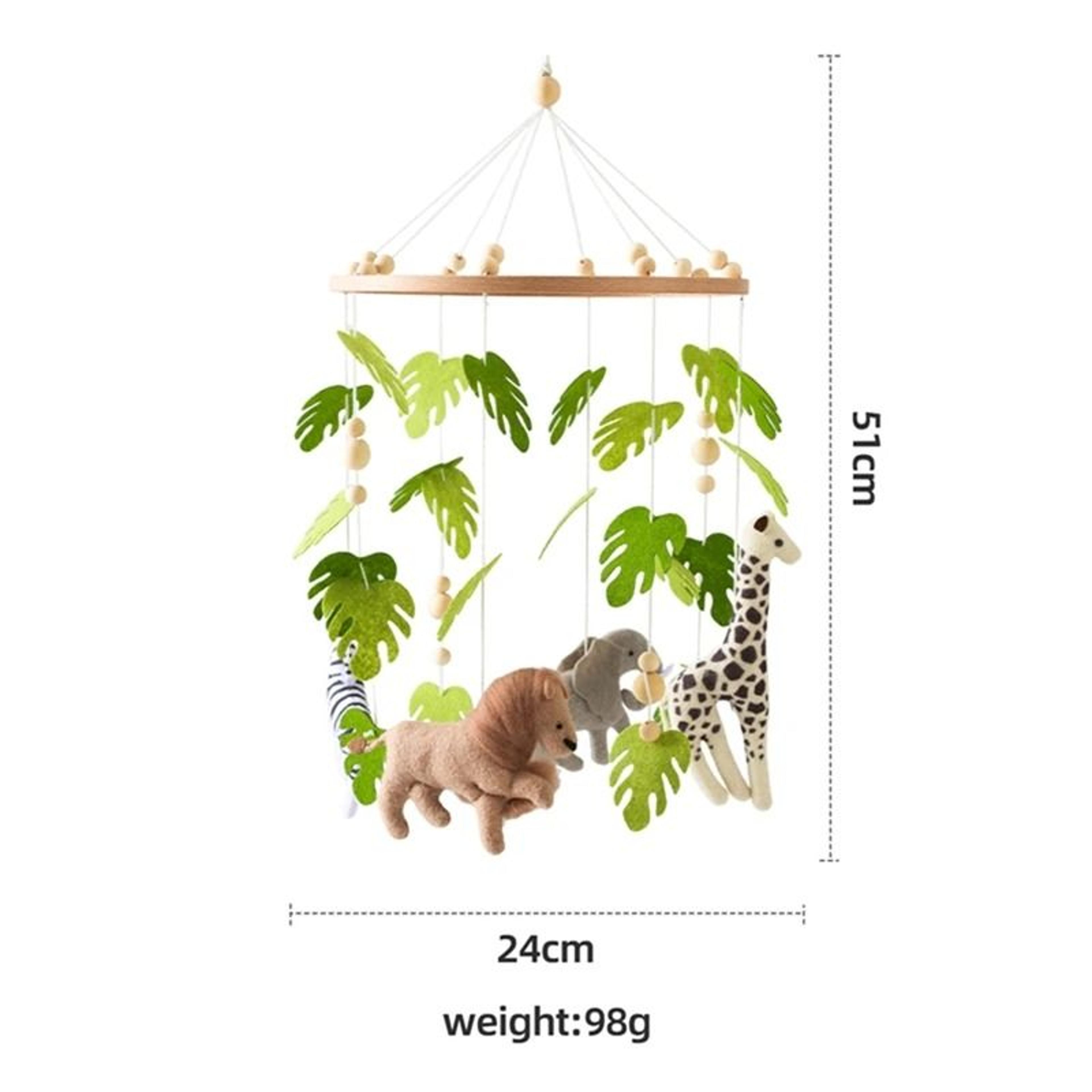 Baby Crib Mobile Rattle Toy Cartoon Felt Forest Animal Bed Bell With Wooden Bracket 11