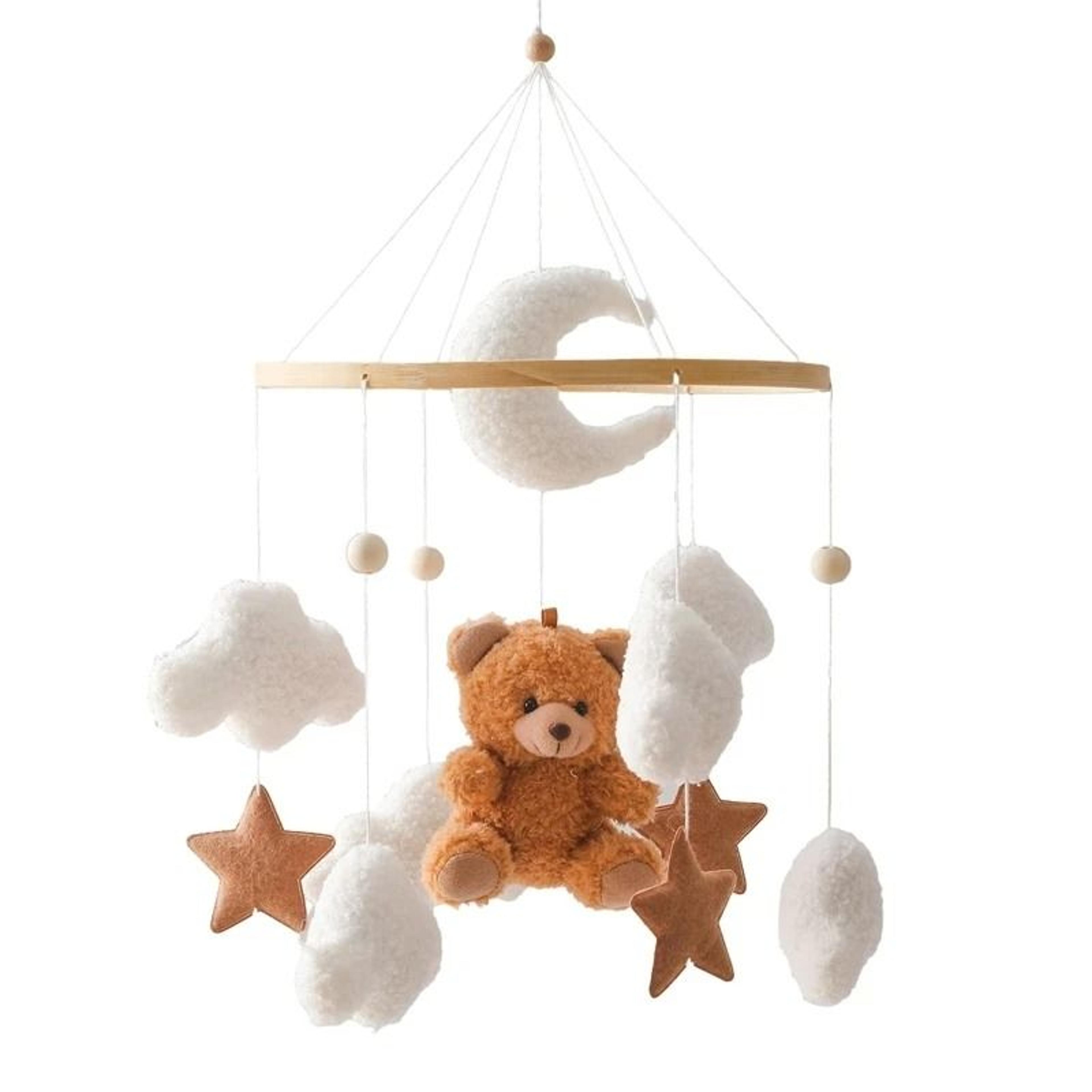 Baby Crib Mobile Rattle Toy Cartoon Felt Forest Animal Bed Bell With Wooden Bracket 14