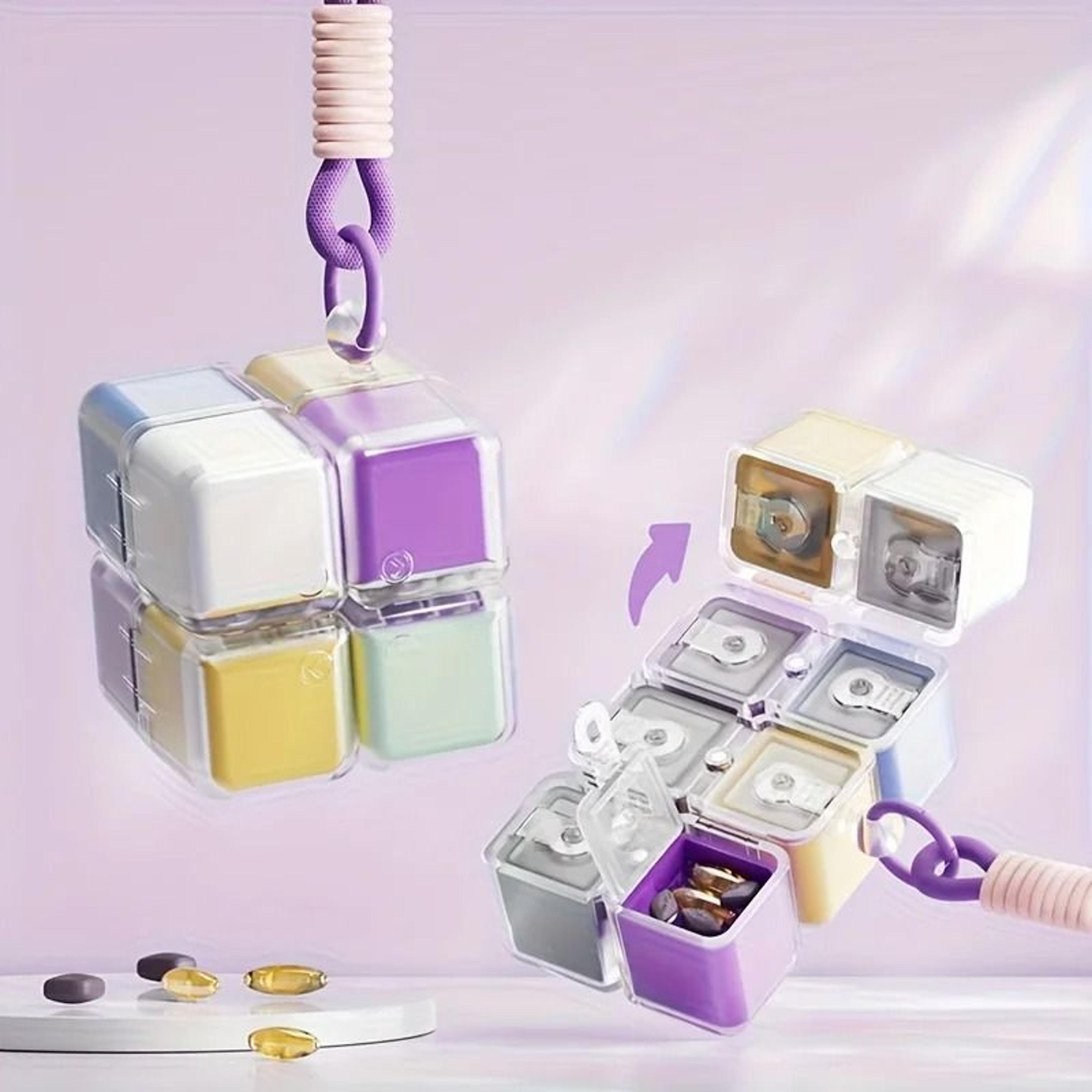 1PC Creative Magic Cube 8Grid Medicine Storage Box  Sealed And MoistureProof Travel Essential 1