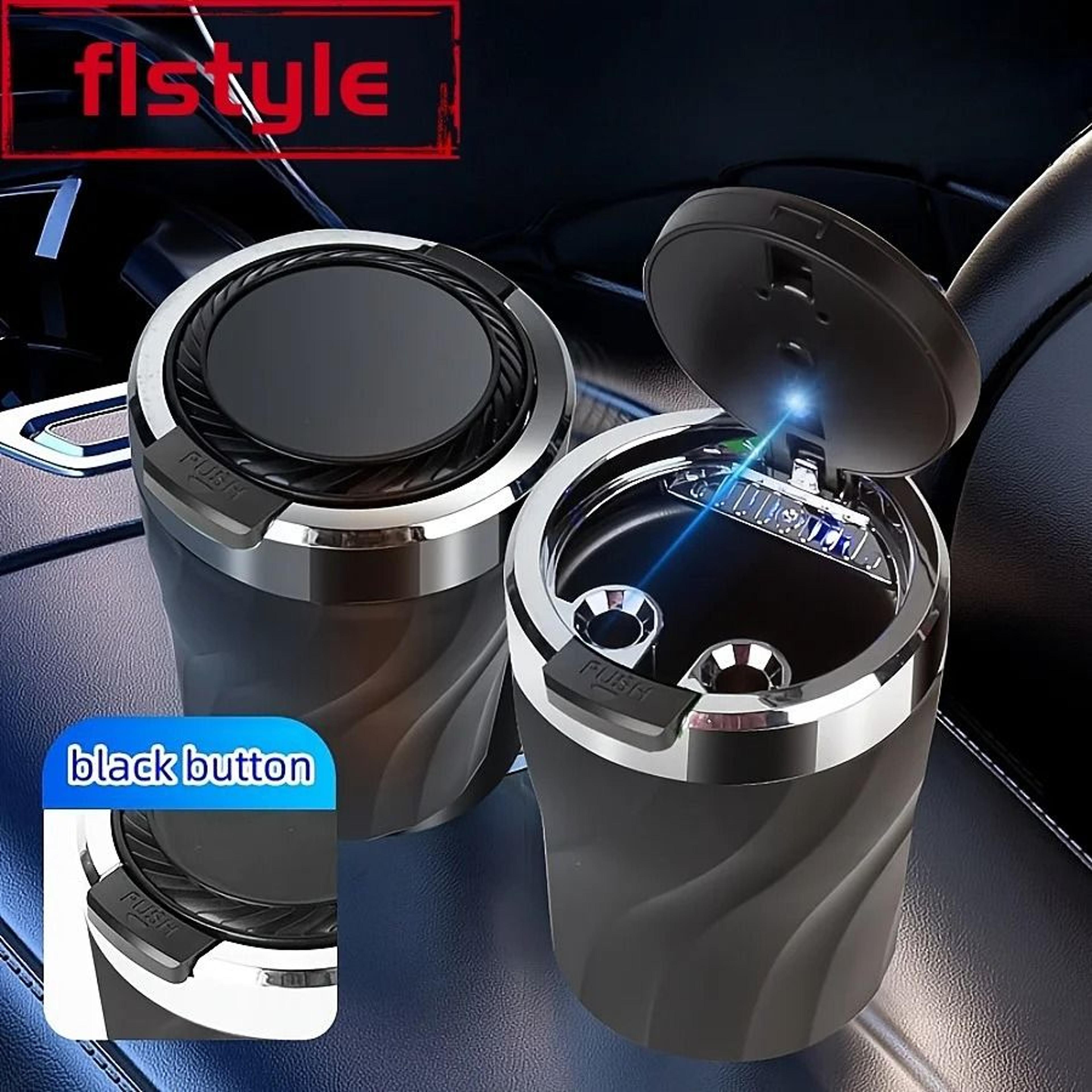 Premium Car LED Ashtray  Large Capacity MetalLined Interior Trash Bin 1