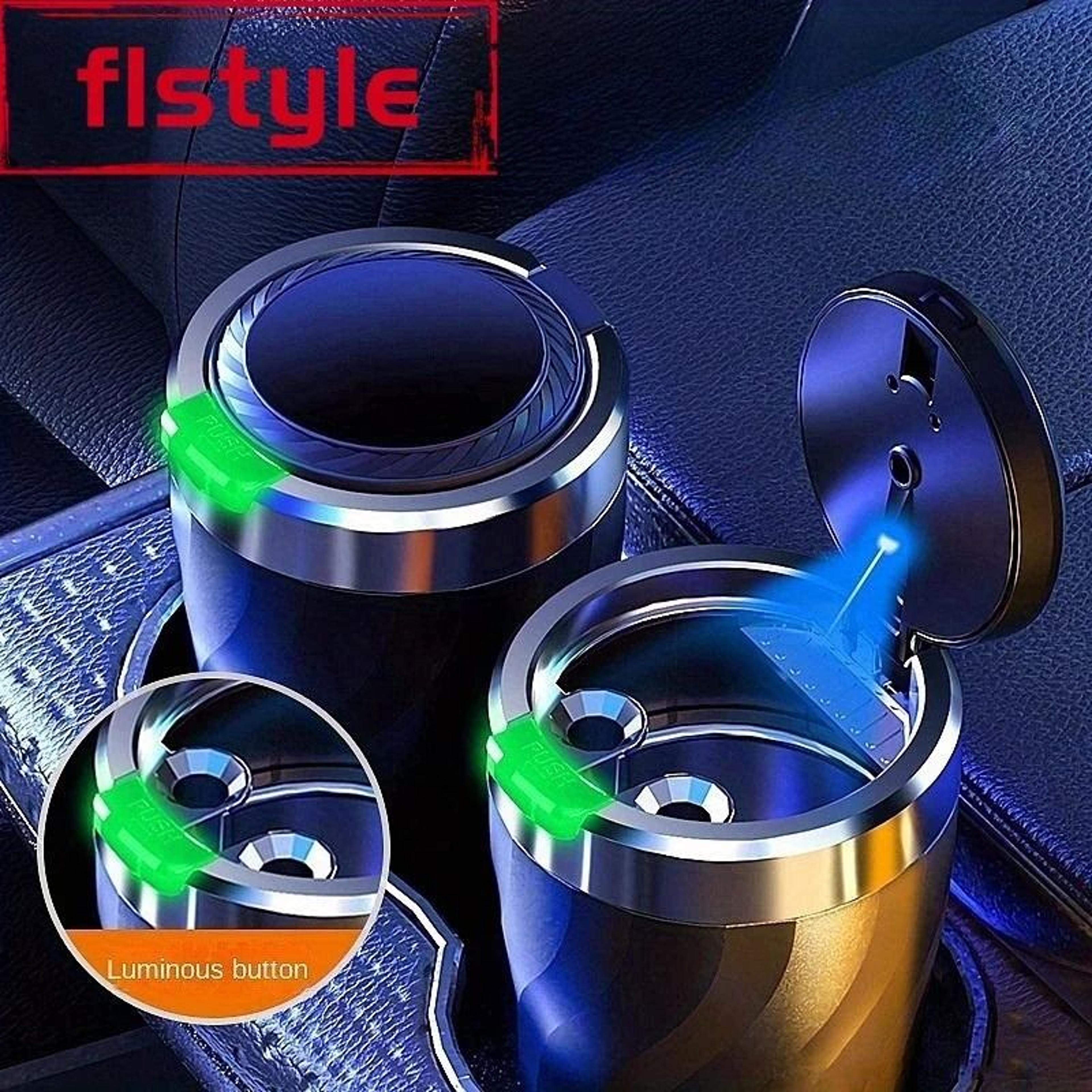 Premium Car LED Ashtray  Large Capacity MetalLined Interior Trash Bin 7