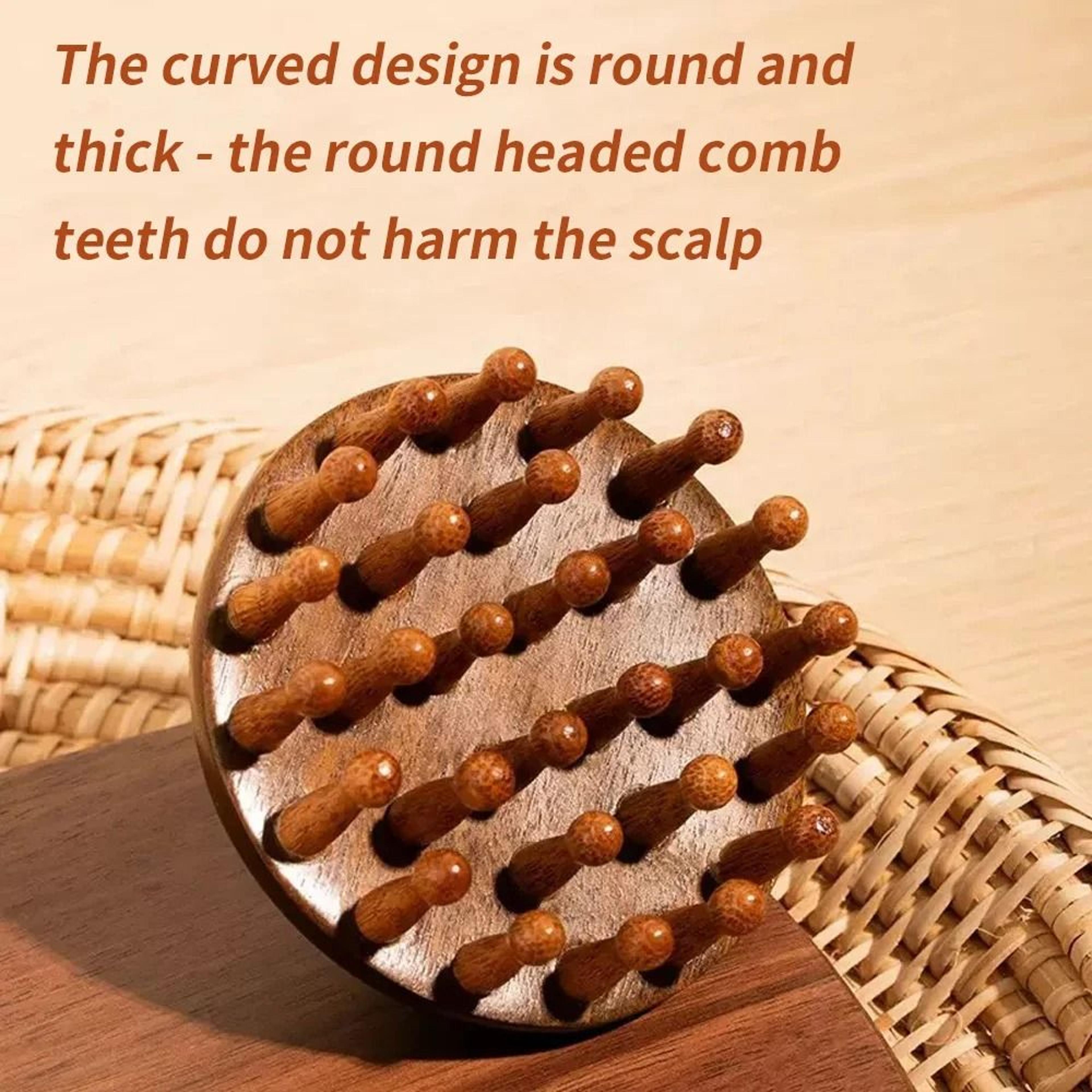 1pc Disc Wooden Scalp  Head Massager  Natural Hair Meridian Massage Comb 3
