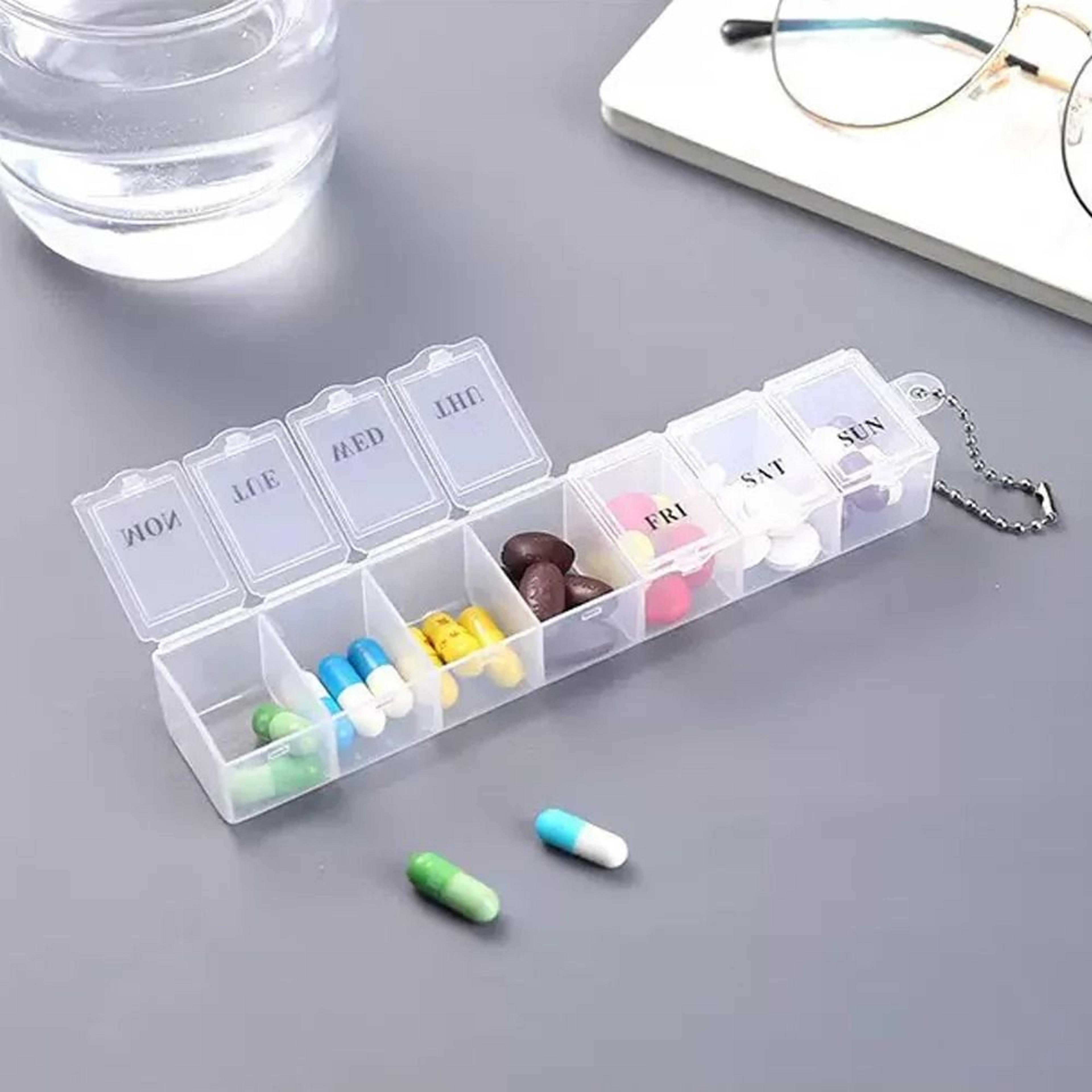 Mini 7Grid Transparent Medicine Storage Box  Portable Daily Pill Organizer  Jewelry Case 3