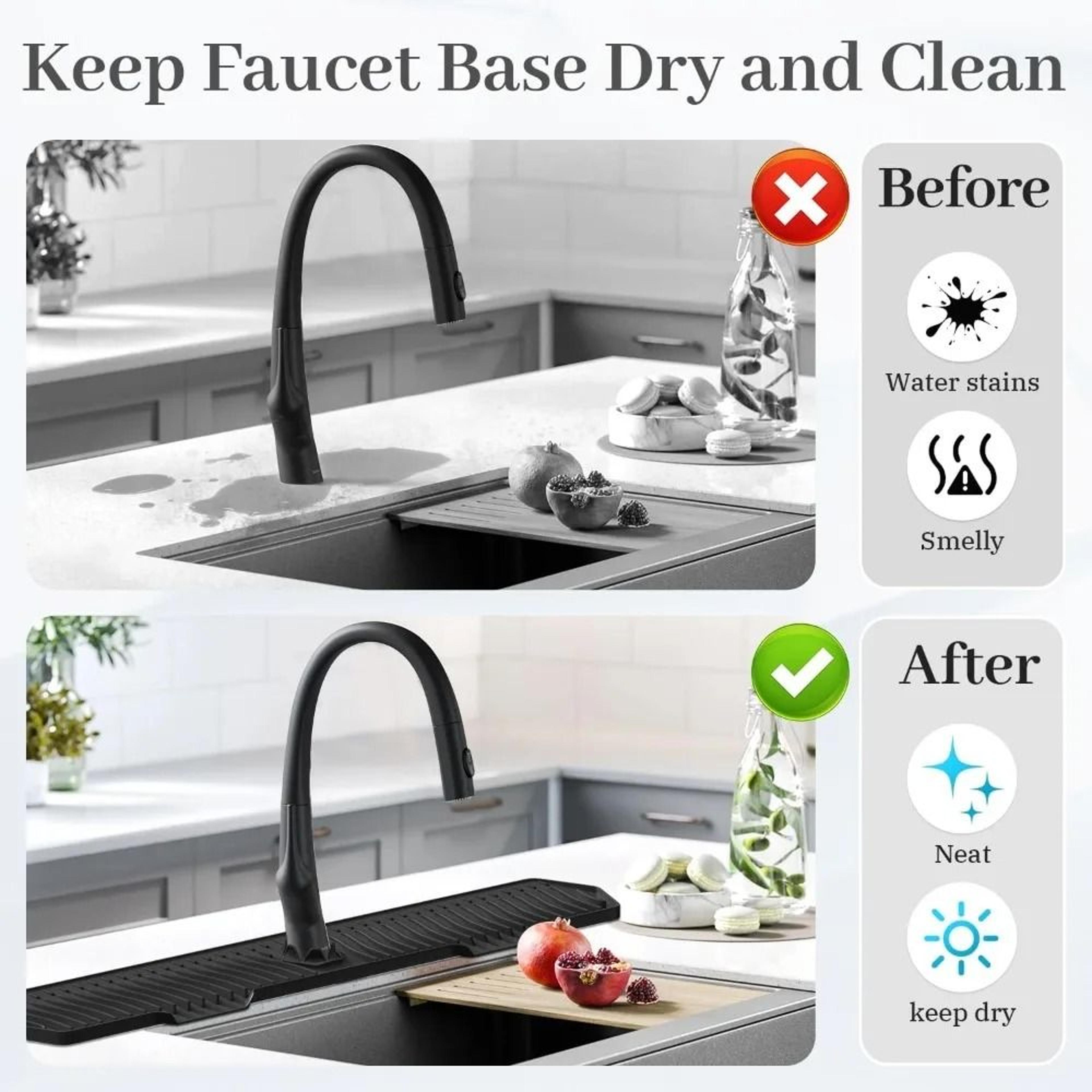 Premium Silicone Kitchen Sink Splash Guard  Draining Mat  Faucet Sink Protector 3