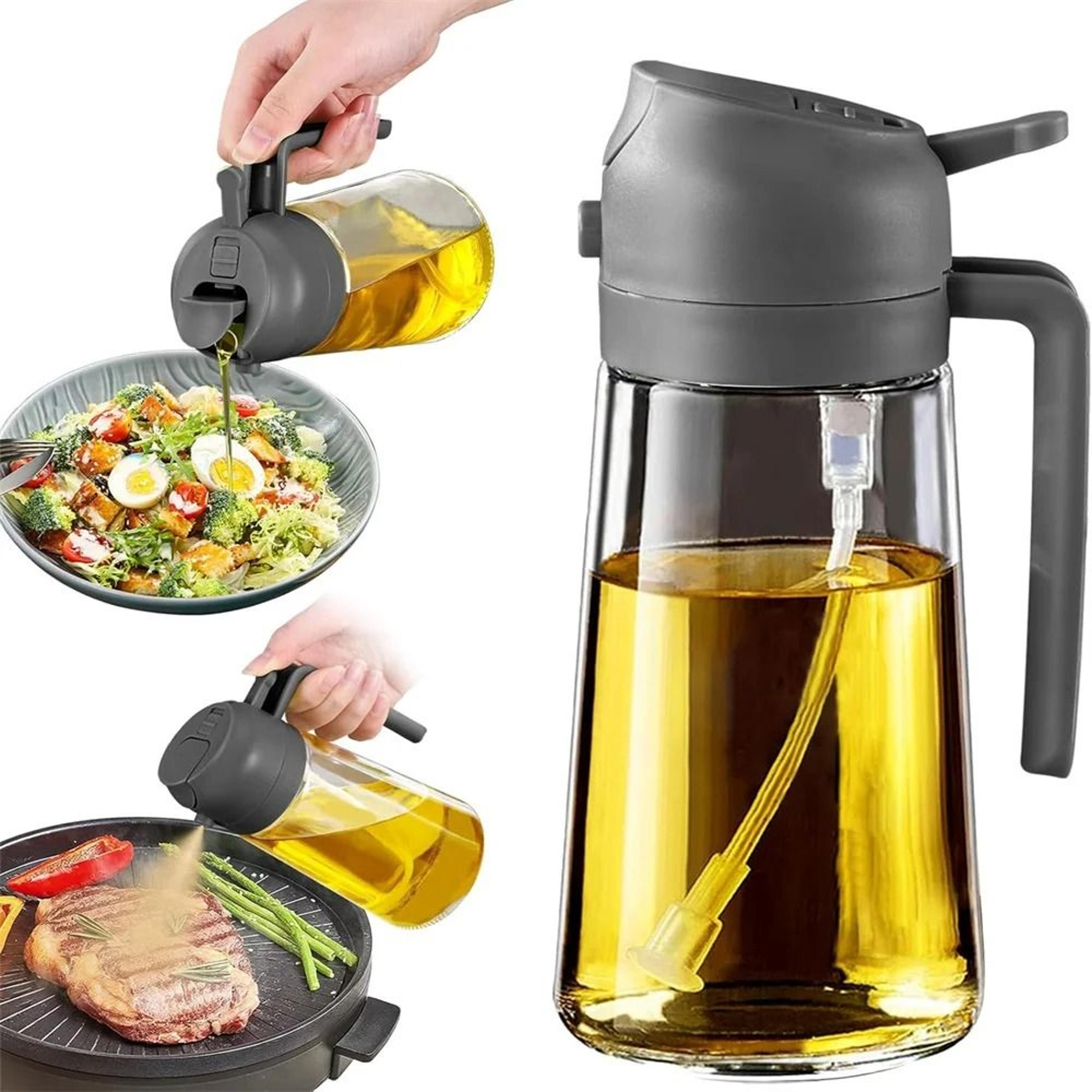 16oz470ML Glass Oil Dispenser  2in1 Automatic Flip Lid Cooking Sprayer 10