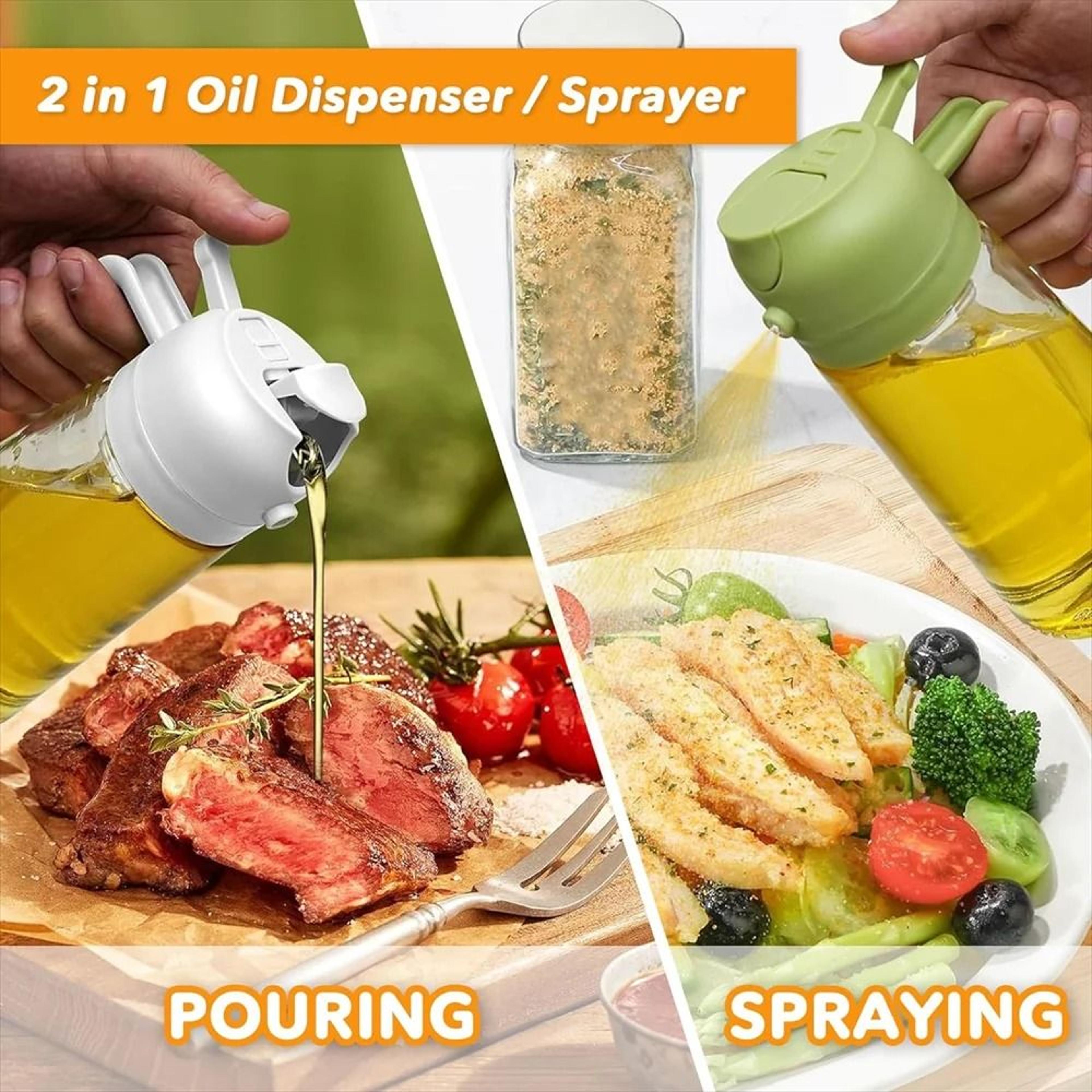 16oz470ML Glass Oil Dispenser  2in1 Automatic Flip Lid Cooking Sprayer 4