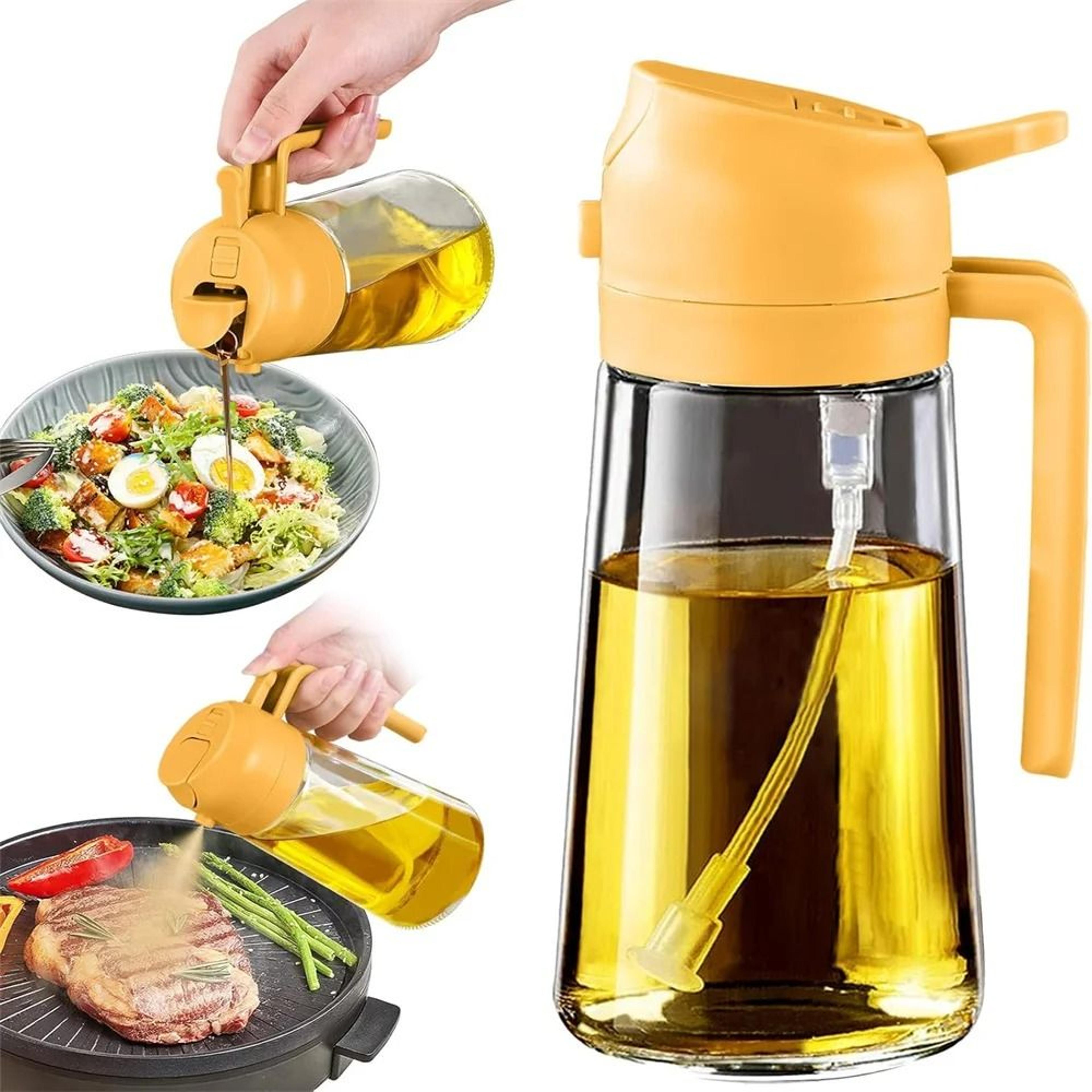 16oz470ML Glass Oil Dispenser  2in1 Automatic Flip Lid Cooking Sprayer 7