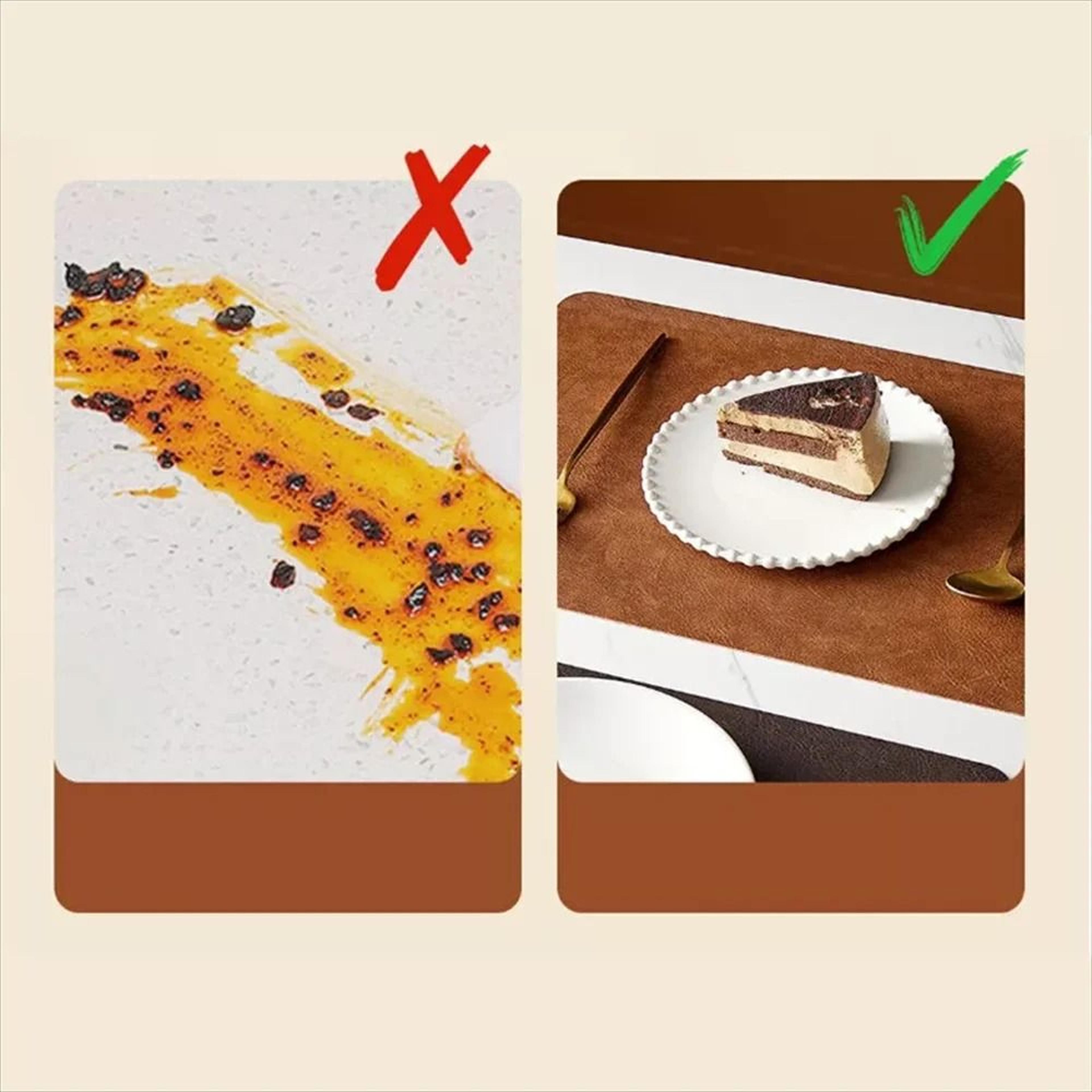 Premium Faux Leather Placemats  DoubleSided HeatResistant  Waterproof Dining Set 3
