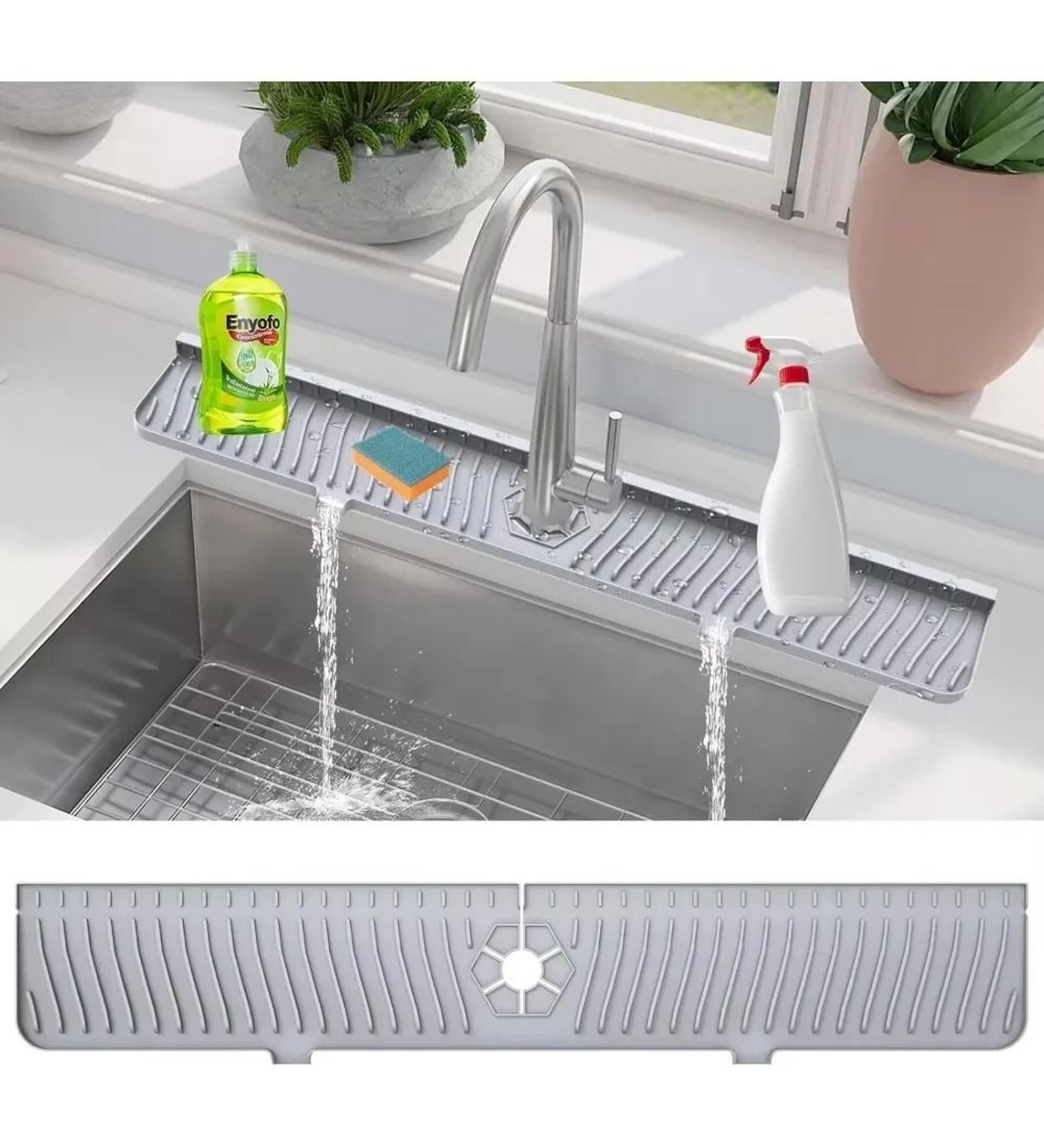 Kitchen Silicone Faucet Mat  Water Ripple Sink Splash Pad  Bathroom Countertop Protector 4