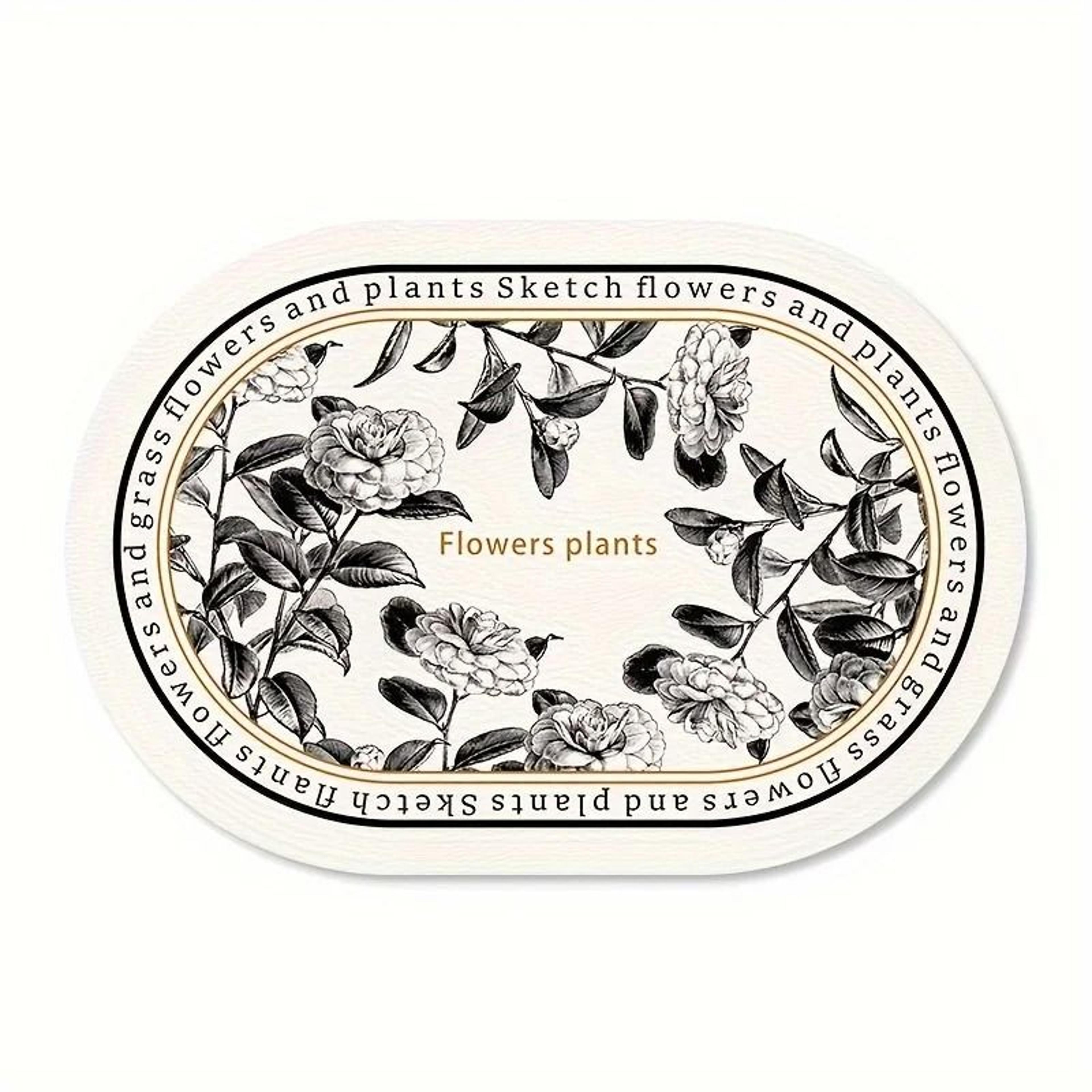 Floral Elliptical PU Leather Placemats  Waterproof  HeatResistant Sketch Flower Table Mats 9