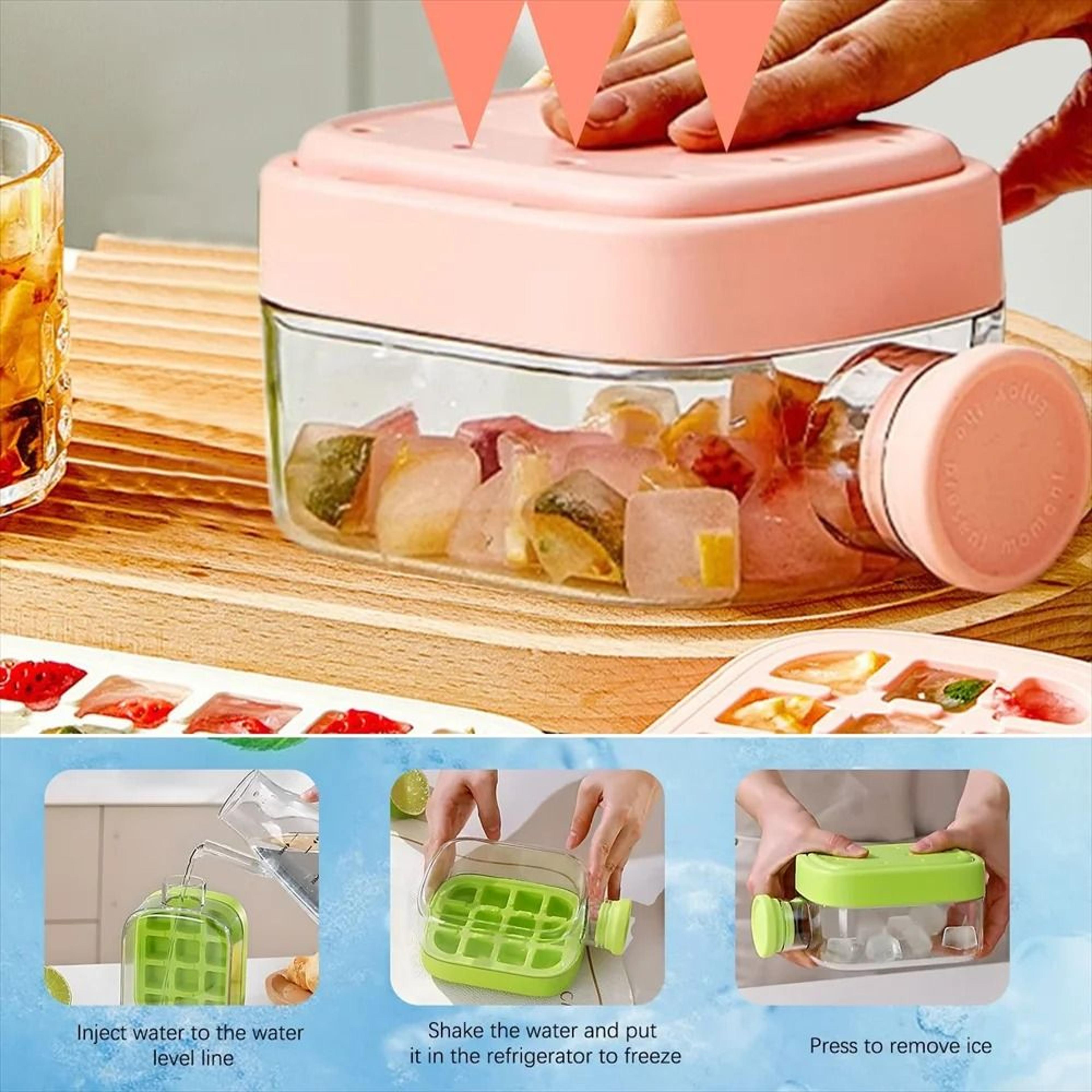 2in1 Press Ice Cube Mold  Portable Water Bottle  LeakProof Ice Cube Tray With Bin 4