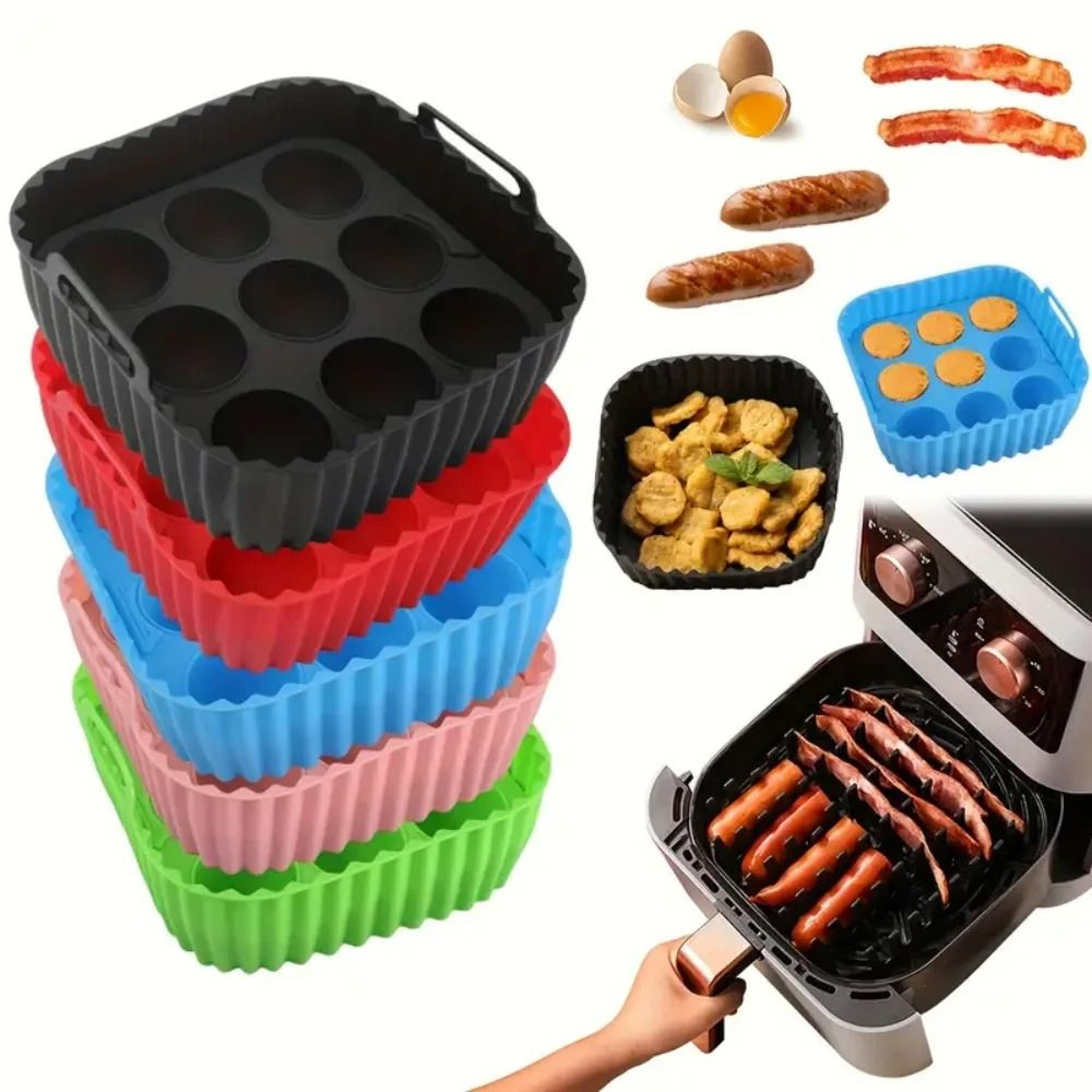 Premium 2Piece Square Silicone Air Fryer Liners  Egg Mold Set  FoodSafe Reusable Baking Accessories 0