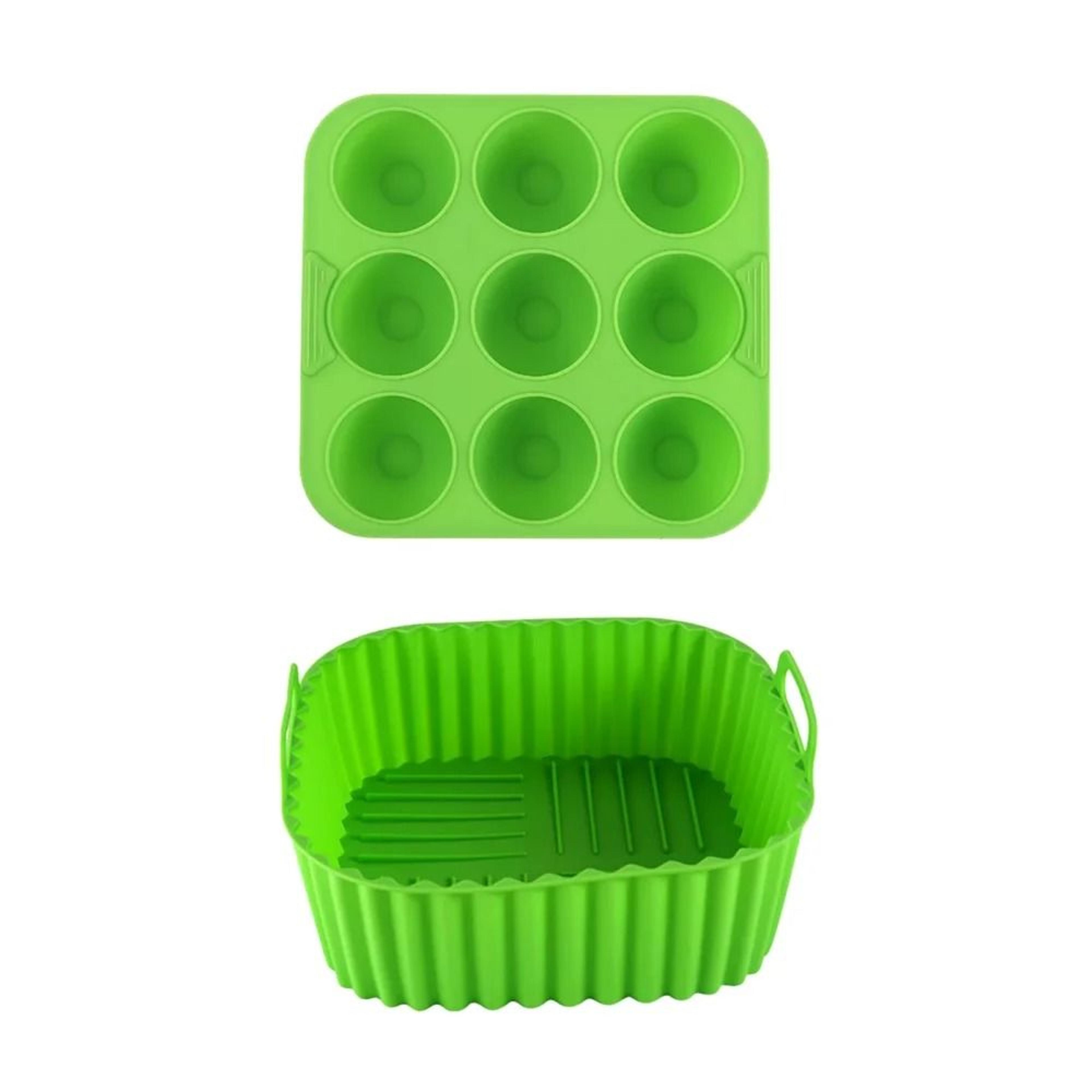 Premium 2Piece Square Silicone Air Fryer Liners  Egg Mold Set  FoodSafe Reusable Baking Accessories 10