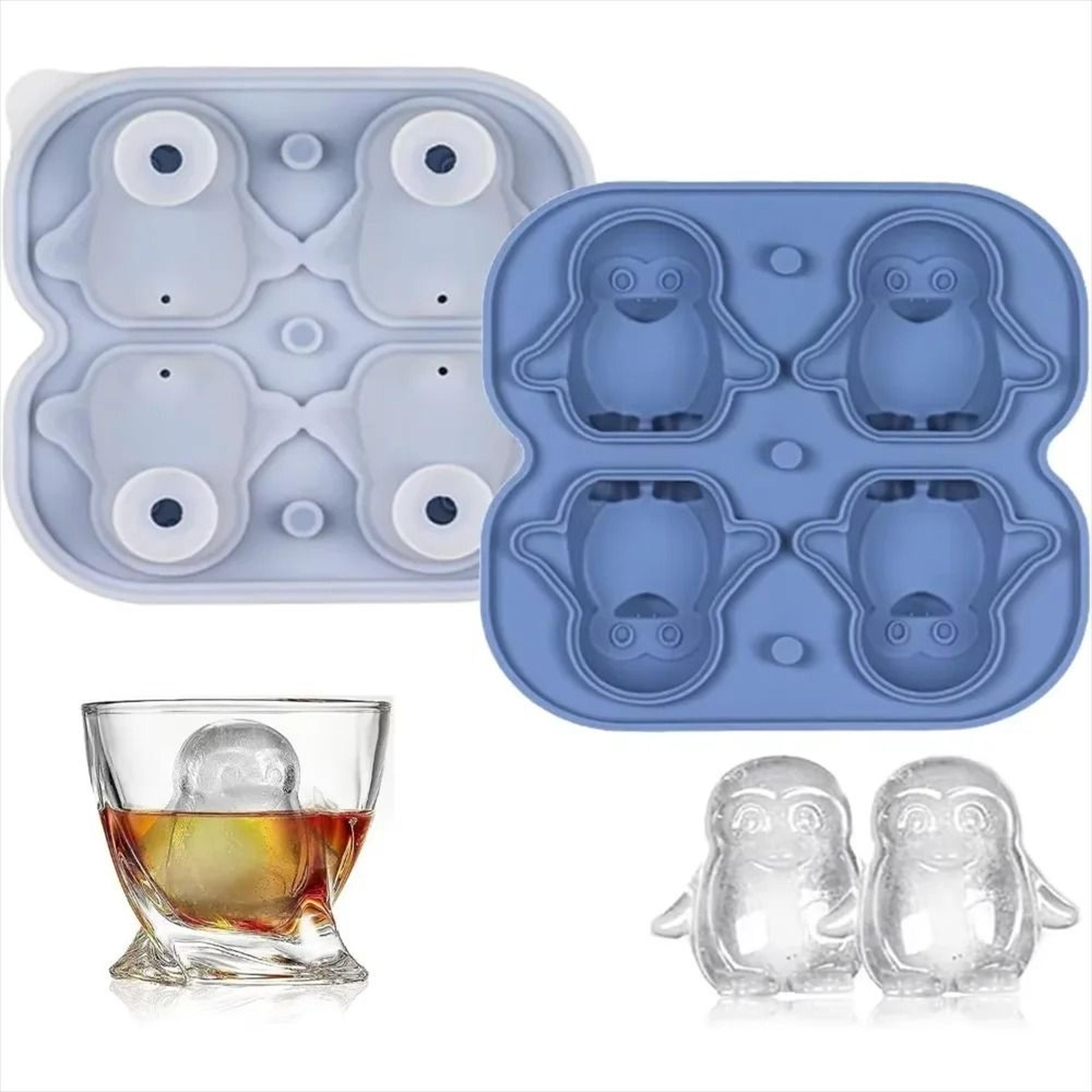 Premium Penguin Silicone Ice Cube Tray  3D Novelty Flower  Animal Mold With LeakProof Lid 8