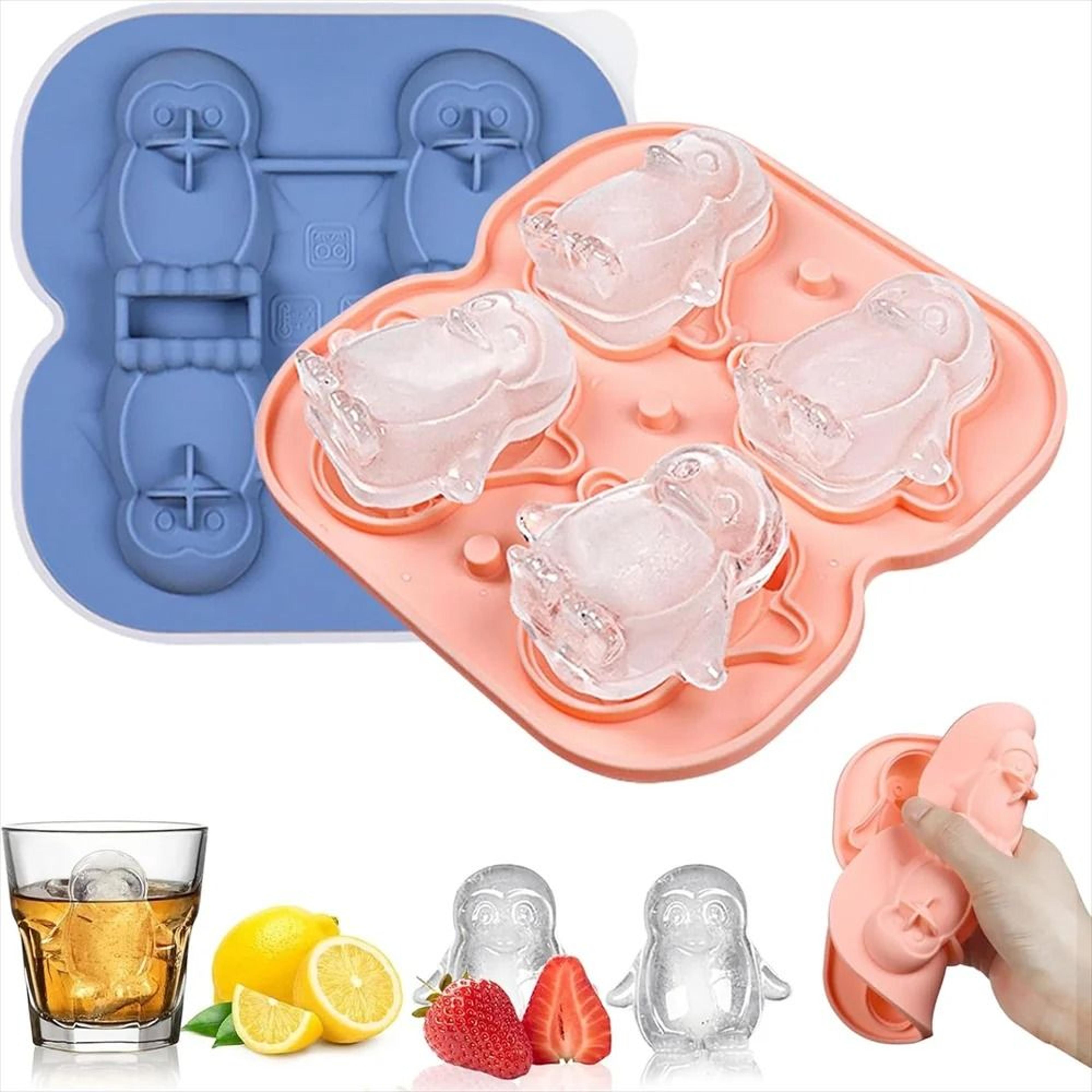 Premium Penguin Silicone Ice Cube Tray  3D Novelty Flower  Animal Mold With LeakProof Lid 0