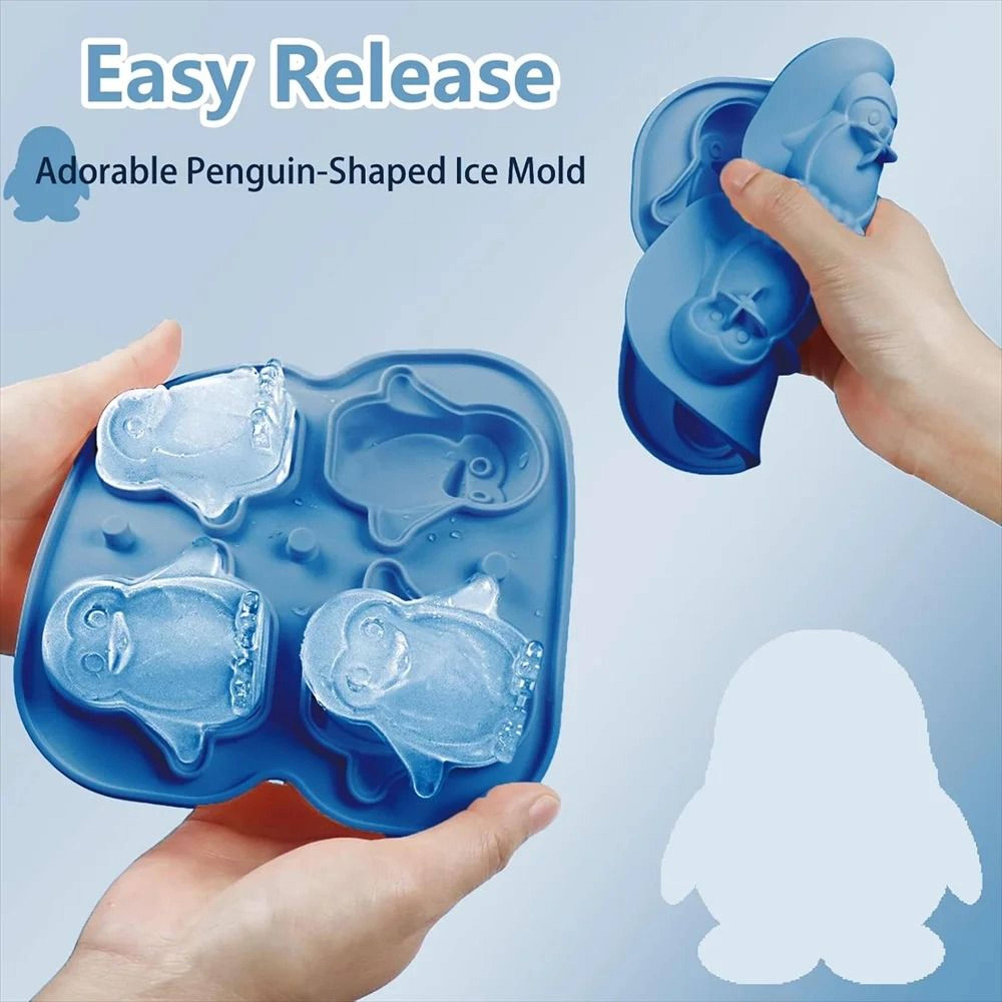 Premium Penguin Silicone Ice Cube Tray  3D Novelty Flower  Animal Mold With LeakProof Lid 3