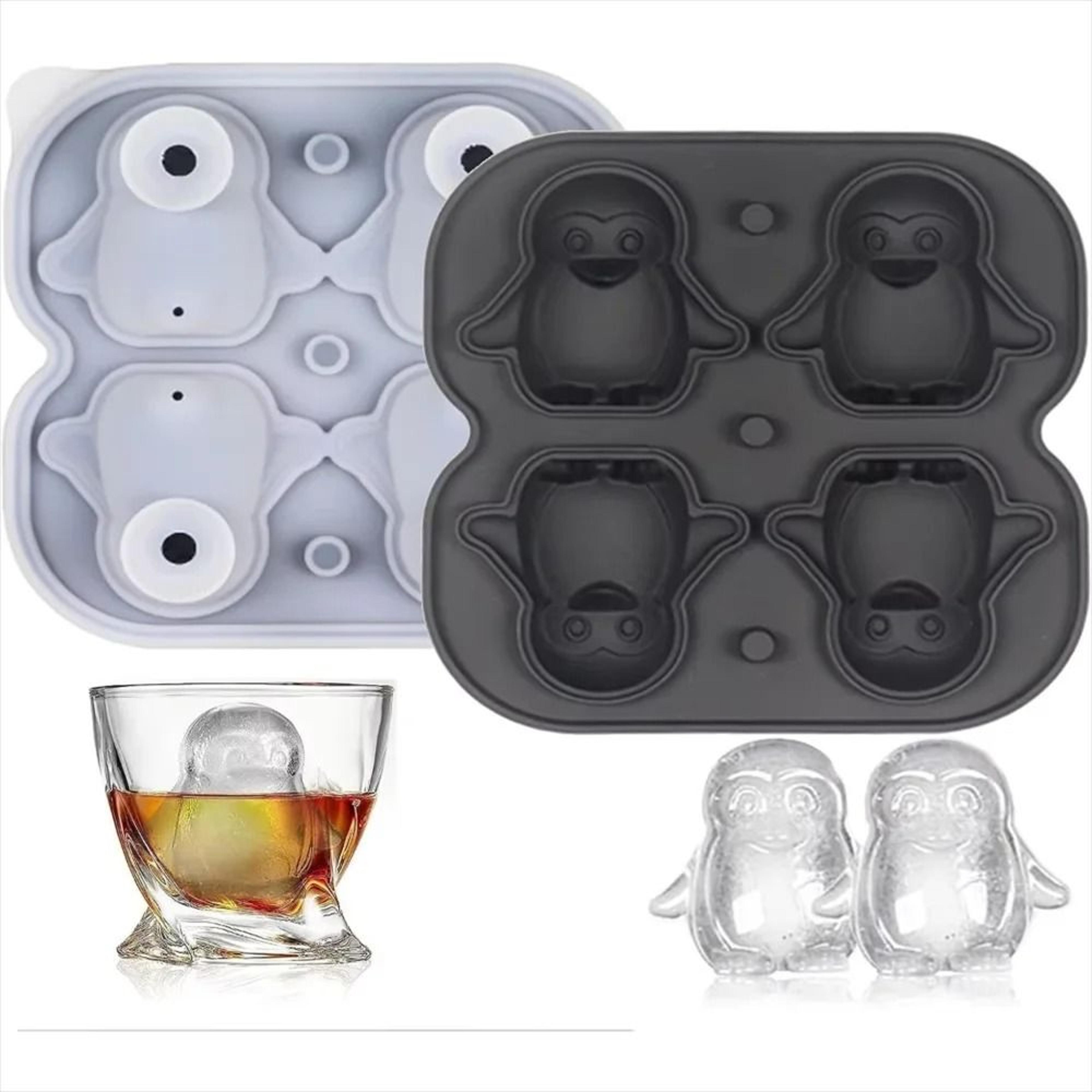 Premium Penguin Silicone Ice Cube Tray  3D Novelty Flower  Animal Mold With LeakProof Lid 6