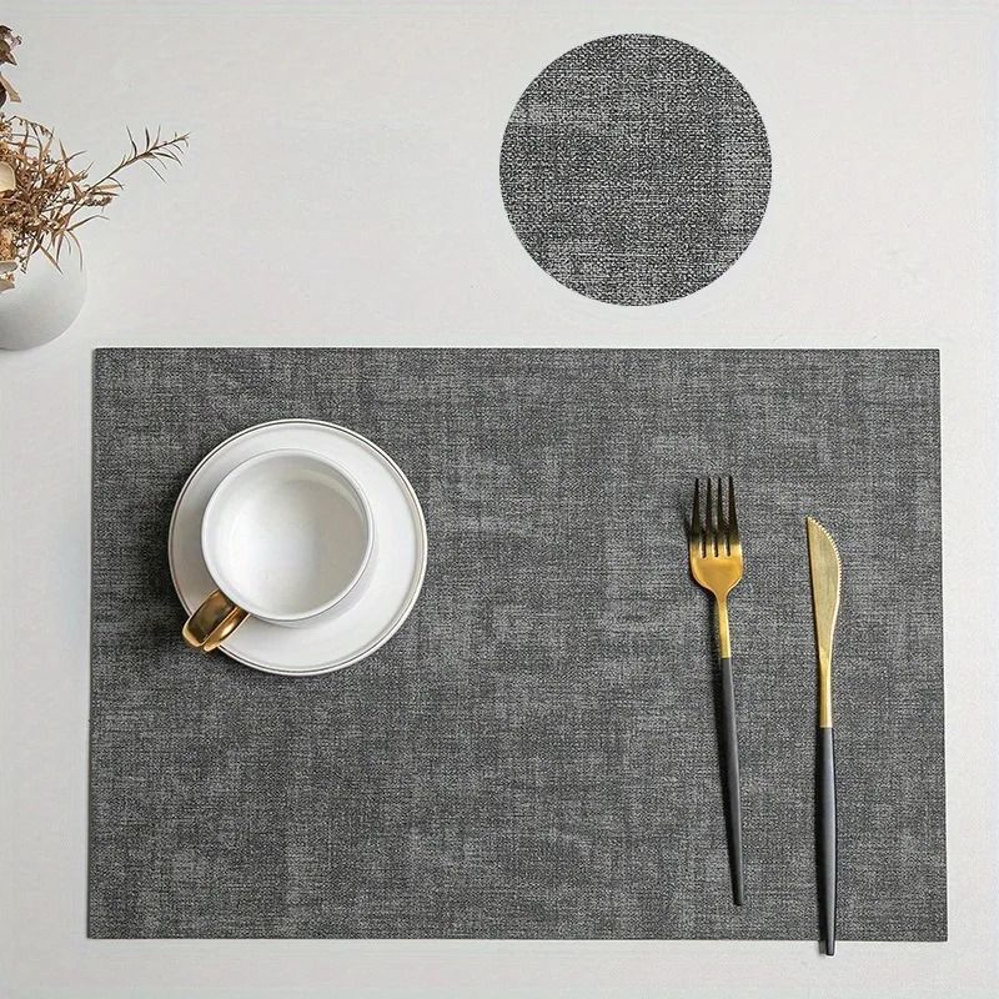 Premium Leather Table Place Mats  DualSided Cloth Pattern HeatResistant  Waterproof Dining Mats 7