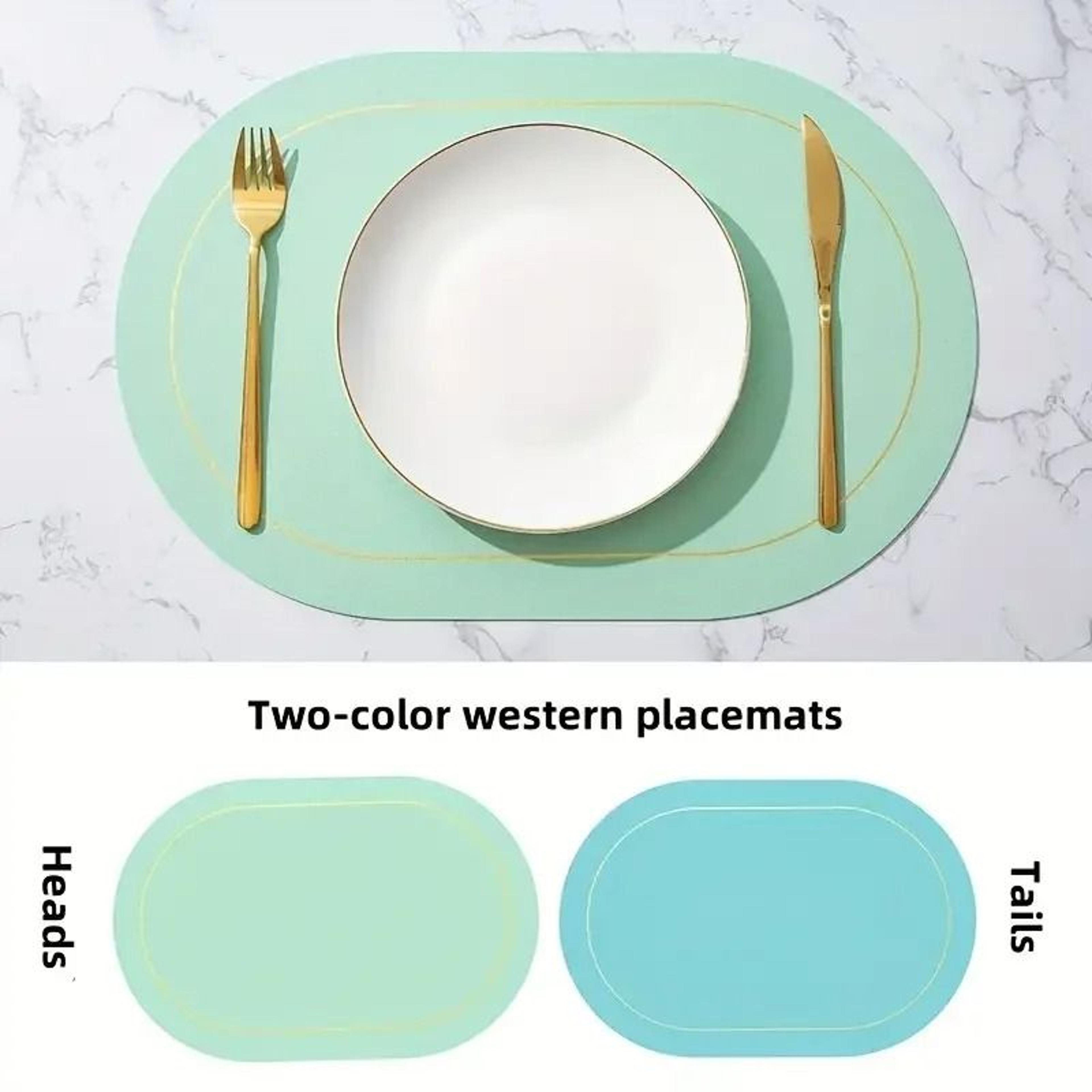 Nordic Style PU Leather Placemats  Waterproof  HeatInsulating Dining Table Set 12