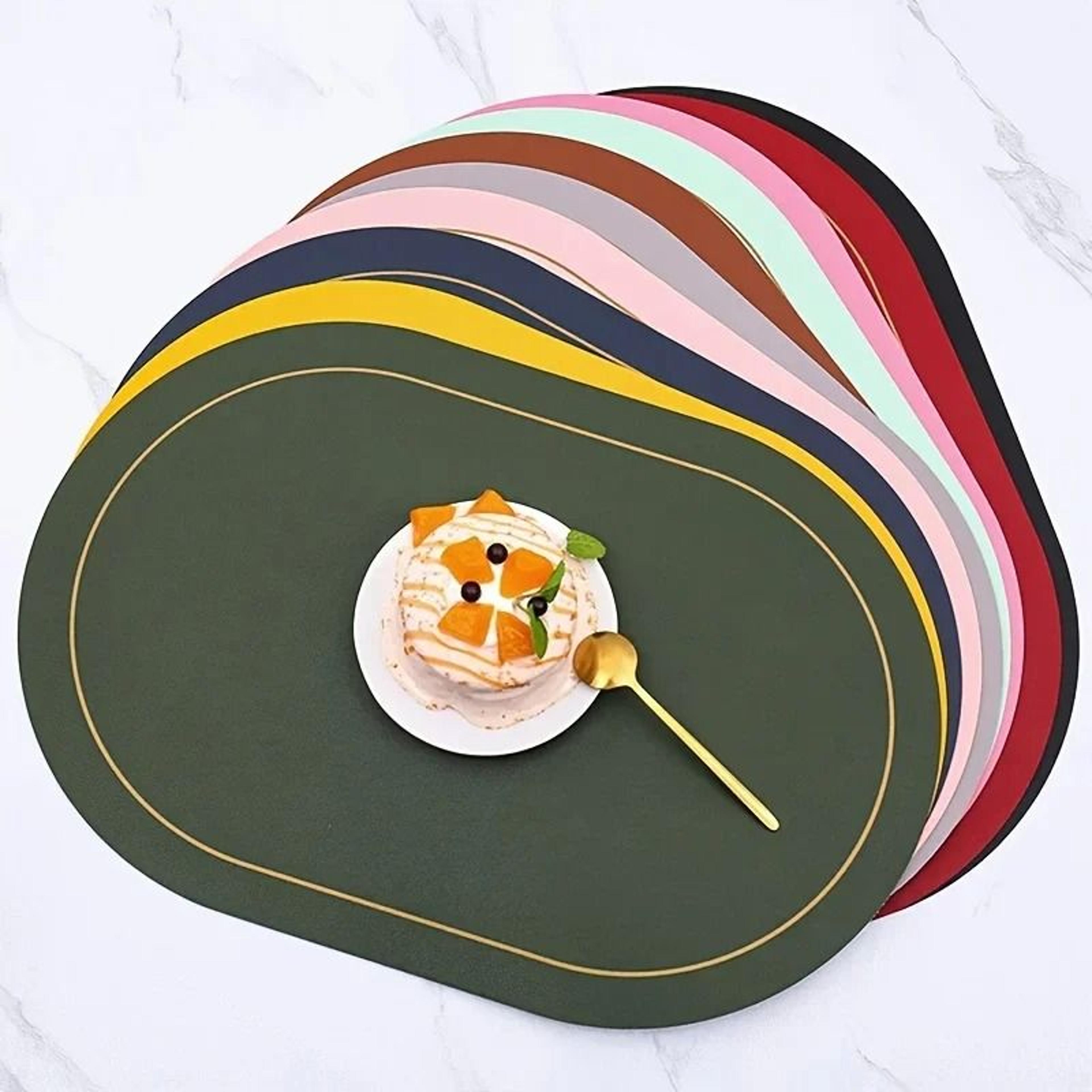 Nordic Style PU Leather Placemats  Waterproof  HeatInsulating Dining Table Set 3