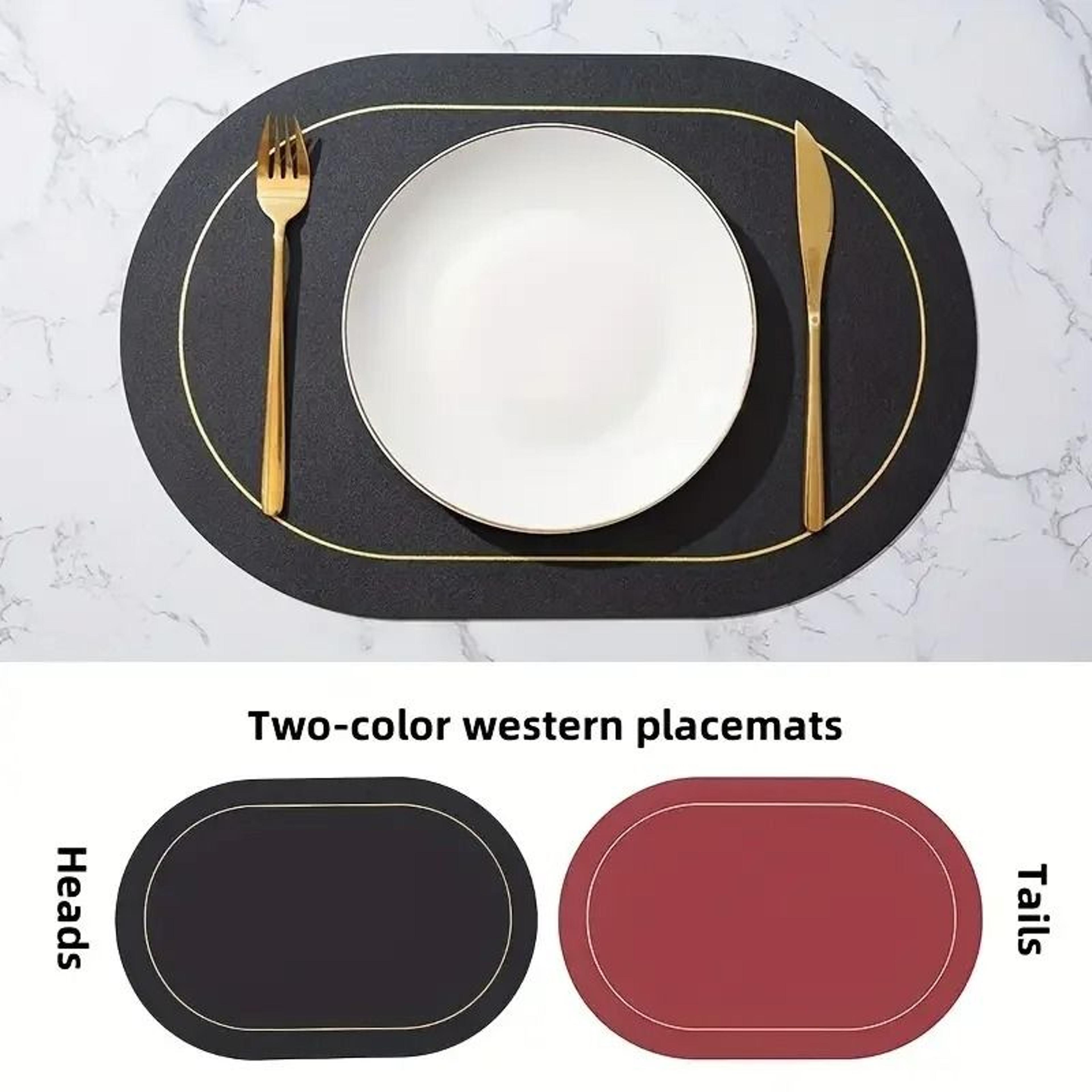 Nordic Style PU Leather Placemats  Waterproof  HeatInsulating Dining Table Set 7