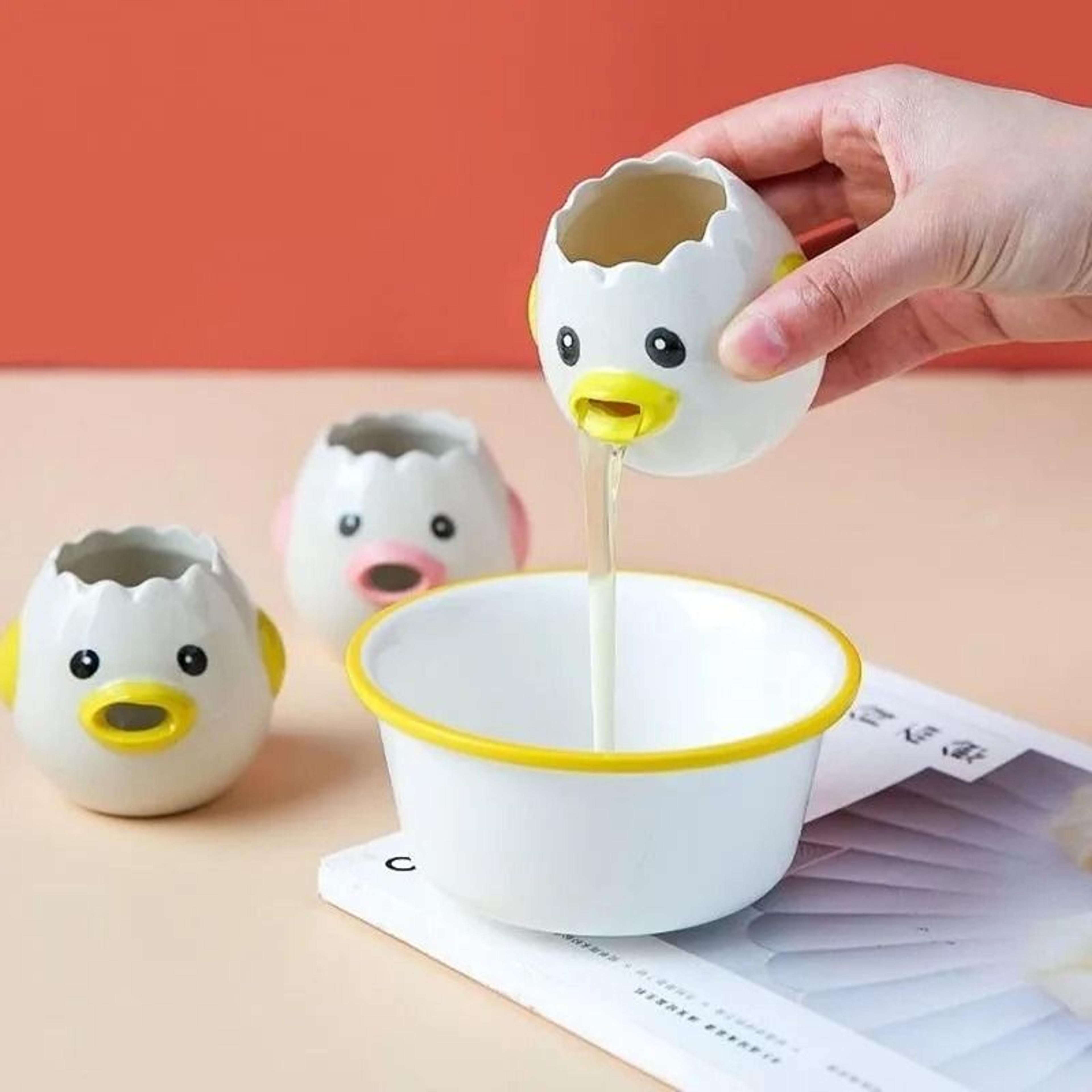 Premium Ceramic Cartoon Egg Separator  Creative Mini Egg White  Yolk Filter Kitchen Tool 1