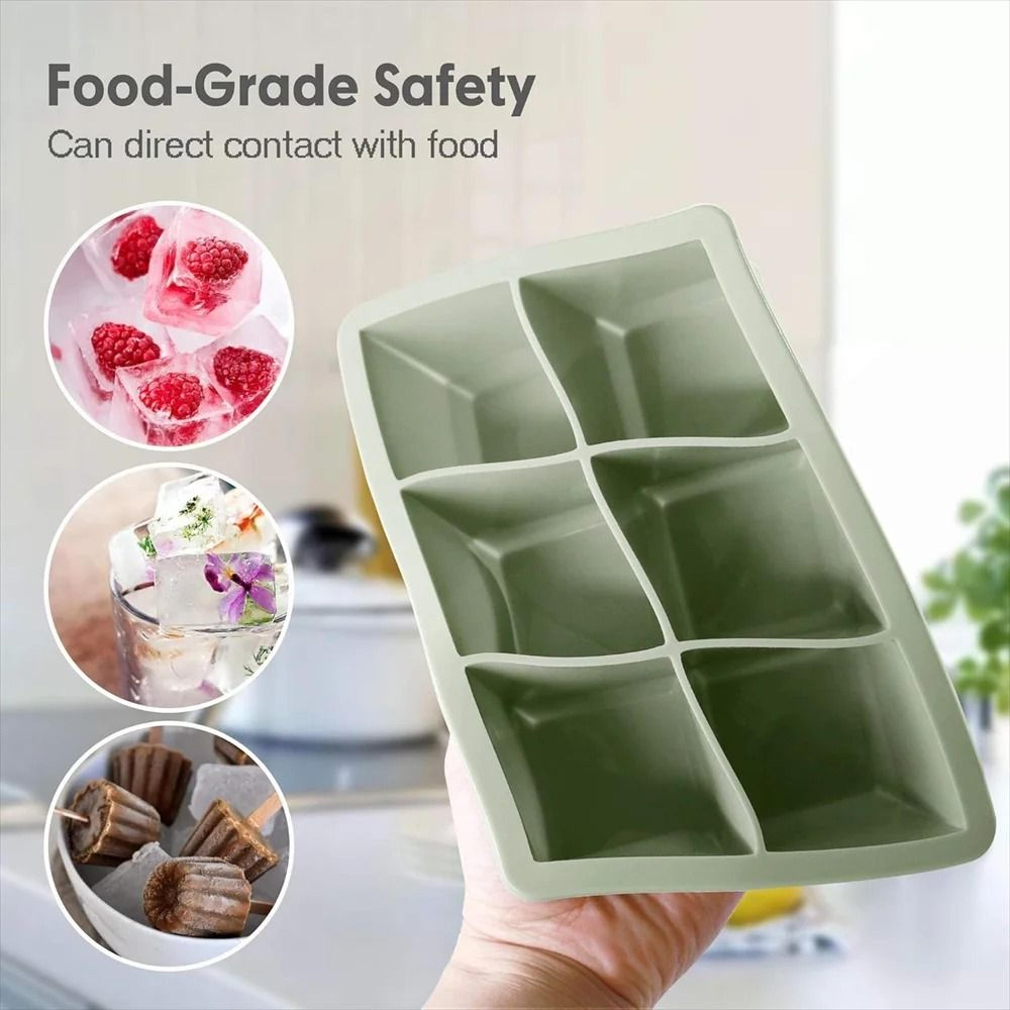 Premium Large Silicone Ice Cube Trays  BPAFree Square Molds With LeakProof Removable Lid 2