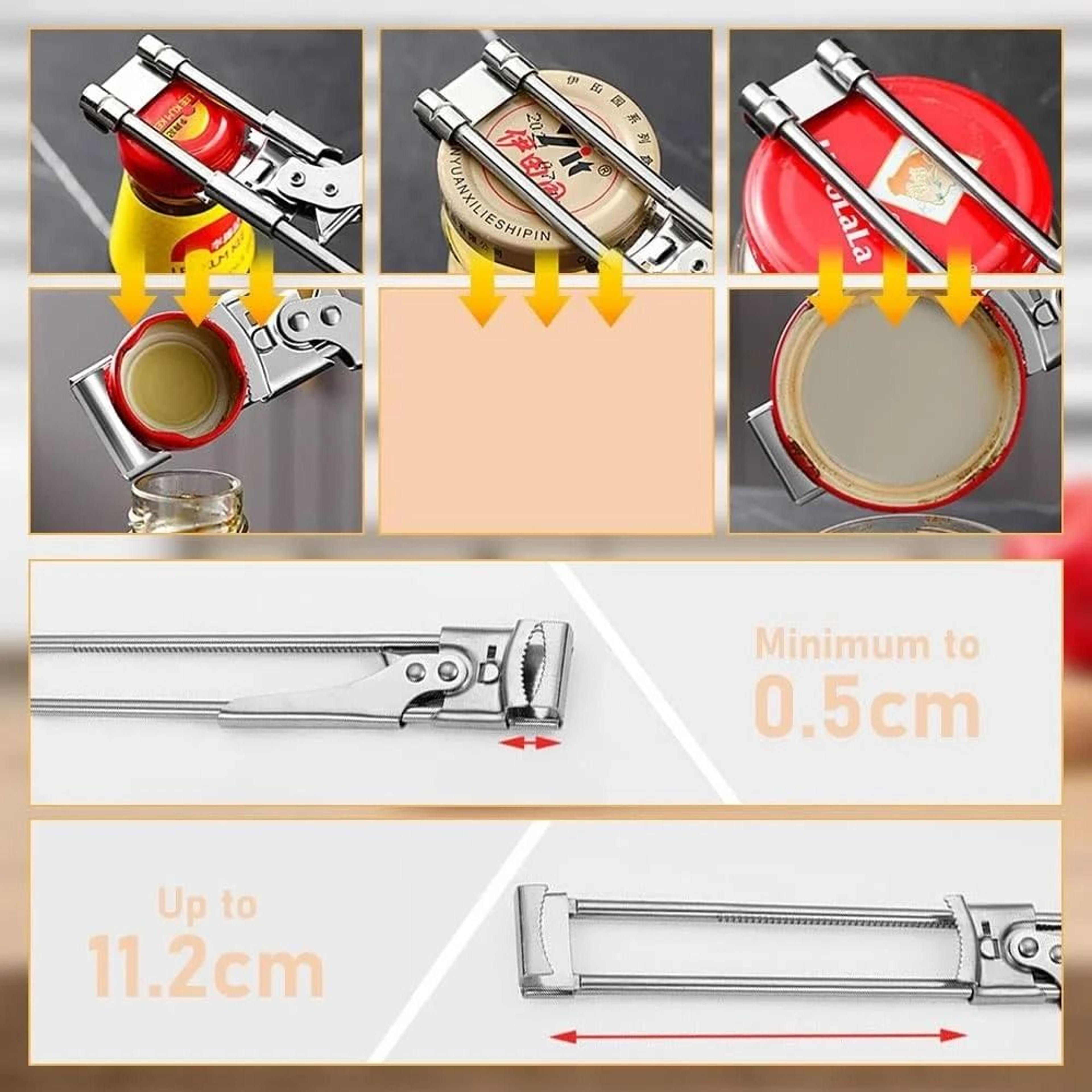 Premium Adjustable MultiFunction Jar  Bottle Opener  HeavyDuty Stainless Steel LaborSaving Tool 2